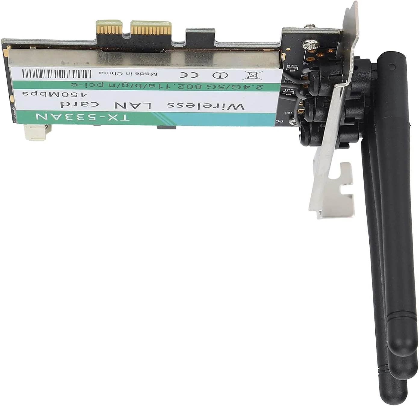 آداپتور وای فای GQCQGS کارت وای فای دوال باند 2.4 گیگاهرتز/5 گیگاهرتز مینی PCI-E با 3 آنتن خارجی با بهره بالا، آداپتور شبکه بی سیم برای رایانه شخصی رومیزی، سرعت انتقال بالا 450 مگابیت بر ثانیه