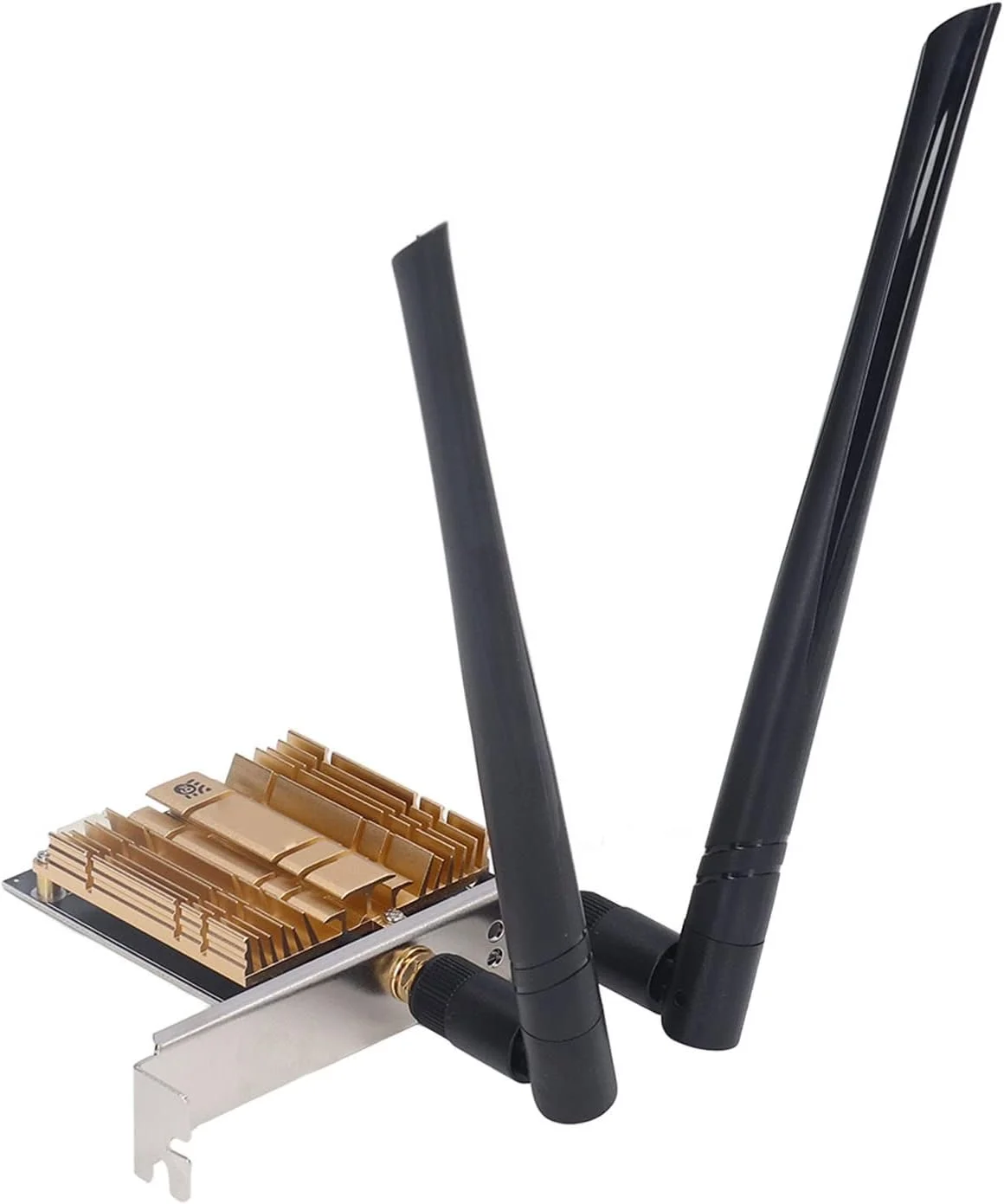 آداپتور بی سیم PCI E، آداپتور وای فای PCIe 2.4G 5.8G 6GHz با برد انتقال طولانی به همراه 2 آنتن 6dBi سازگار با 10/11