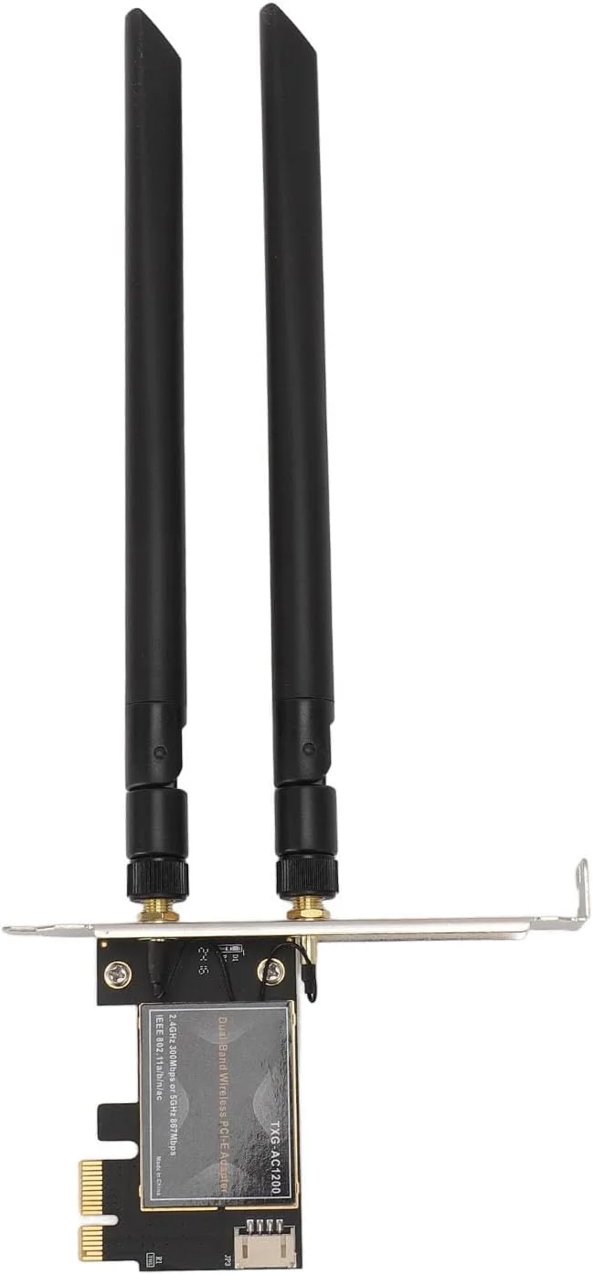 آداپتور کارت شبکه دو بانده Haofy 802.11ac مدل 1435ac با سرعت 867 مگابیت بر ثانیه PCIEx1 برای 7، 8 و 10 به همراه دو آنتن، آداپتور وای فای بی سیم بازی (آنتن 8DB)