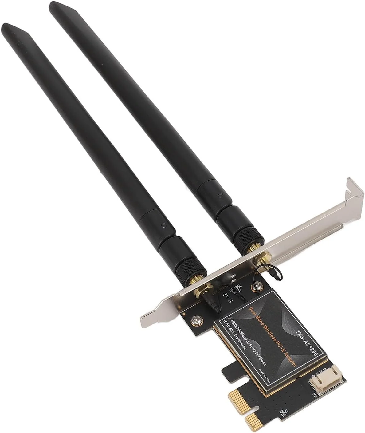 آداپتور کارت شبکه دو بانده Haofy 802.11ac مدل 1435ac با سرعت 867 مگابیت بر ثانیه PCIEx1 برای 7، 8 و 10 به همراه دو آنتن، آداپتور وای فای بی سیم بازی (آنتن 8DB)