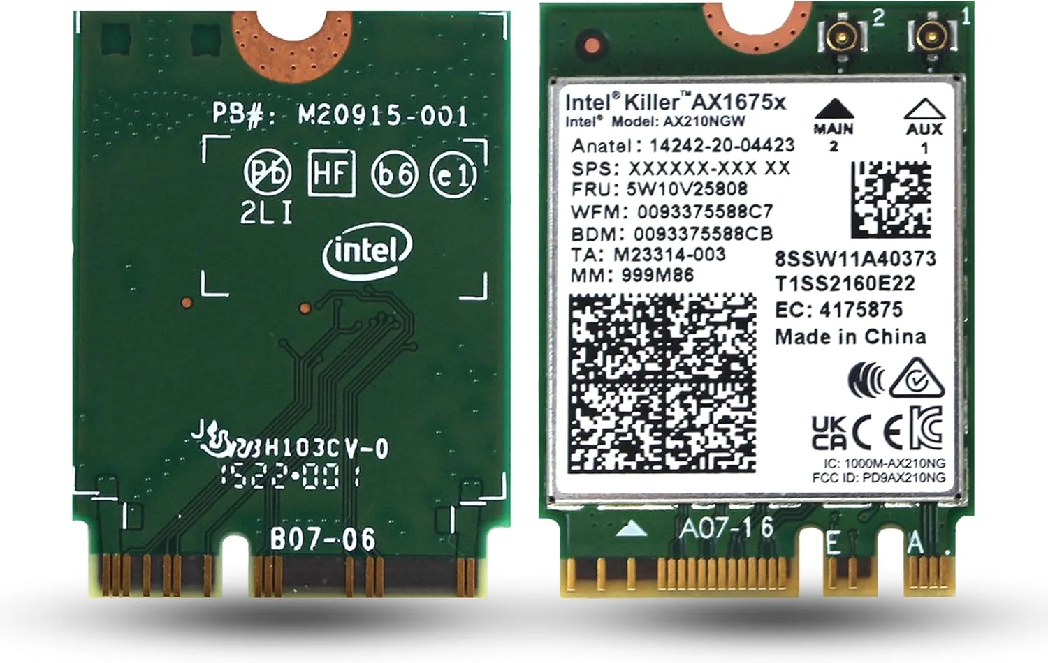 کارت شبکه اینتل وای-فای 6E AX210 1675 2x2 NovPro، سبز، AX210.NGWG.NVX