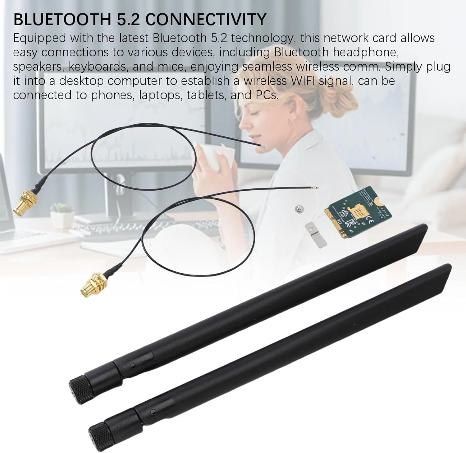 کارت شبکه بیسیم WiFi 6E مدل LICAEVEY، تراشه MT7902 سه بانده 4200 مگابیت بر ثانیه M.2 NGFF بلوتوث 5.2 با آنتن 8dBi برای لپتاپ، کامپیوتر شخصی و ویندوز 11 و 10 کارت شبکه بیسیم WiFi 6E مدل LICAEVEY، تراشه MT7902 سه بانده 4200 مگابیت بر ثانیه M.2 NGFF بلوتوث 5.2 با آنتن 8dBi برای لپتاپ، کامپیوتر شخصی و ویندوز 11 و 10