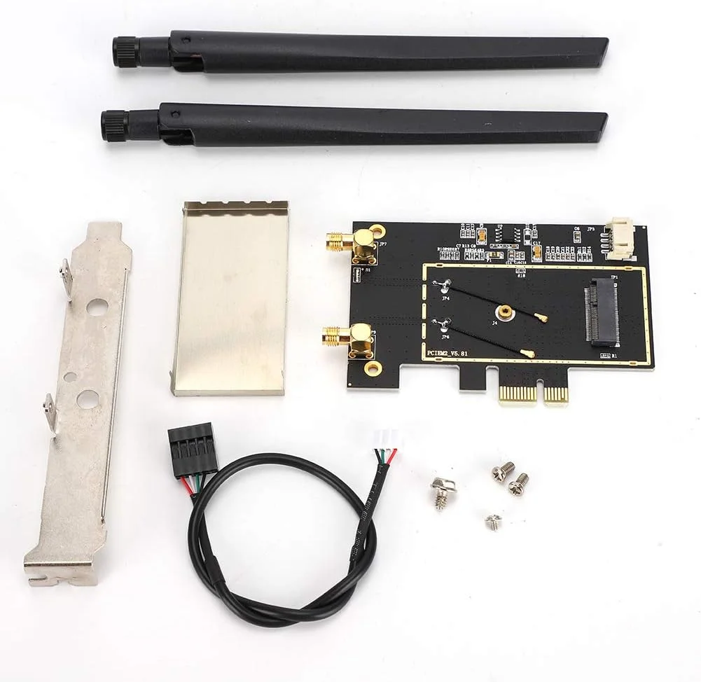 آداپتور غیرفعال کارت Luqeeg PCI-E M.2/NGFF، کارت M.2 NGFF به آداپتور WLAN وای فای دسکتاپ PCI-E 1X، مبدل کارت های ترکیبی وای فای و BT کوچک برای 8260 7265 1535 7260 | USB Plug And Play