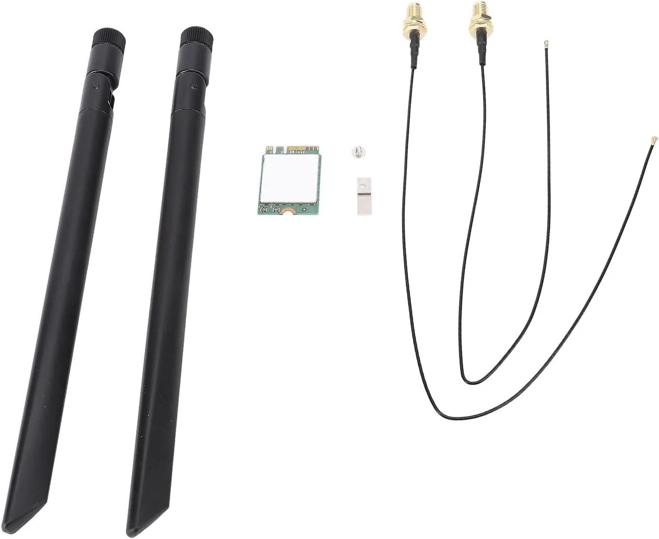 کارت وای فای 1200 مگابیت بر ثانیه، حالت های دو باند 2.4 گیگاهرتز و 5 گیگاهرتز NGW، مجهز به BT 4.2، رابط M2، برای رایانه شخصی رومیزی (آنتن های خارجی)