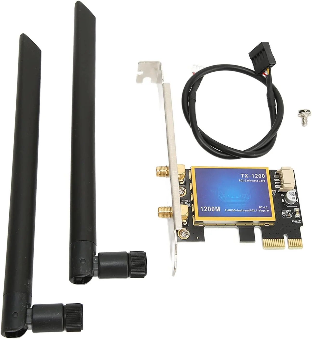 آداپتور وایرلس PCIEx1 با سرعت 1200 مگابیت بر ثانیه، کارت وای فای دو بانده برای کامپیوتر، سرعت بالای 4.0 برای بازی آنلاین و ویدیوهای HD