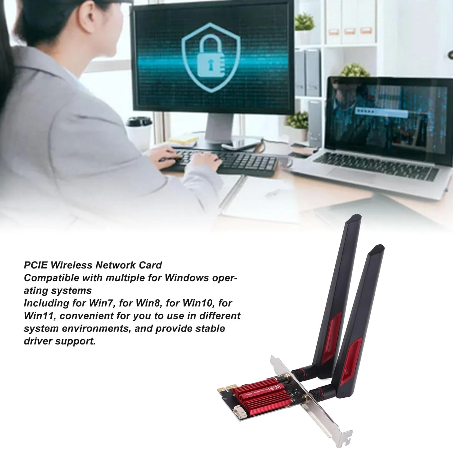 کارت وای فای Plyisty 1200Mbps دو بانده PCIE، 2.4G 5G، با 2 آنتن 10dBi، پشتیبانی از PCIEx1/x4/x8/x16، 4.0، آداپتور بی سیم برای رایانه شخصی رومیزی کارت وای فای Plyisty 1200Mbps دو بانده PCIE، 2.4G 5G، با 2 آنتن 10dBi، پشتیبانی از PCIEx1/x4/x8/x16، 4.0، آداپتور بی سیم برای رایانه شخصی رومیزی