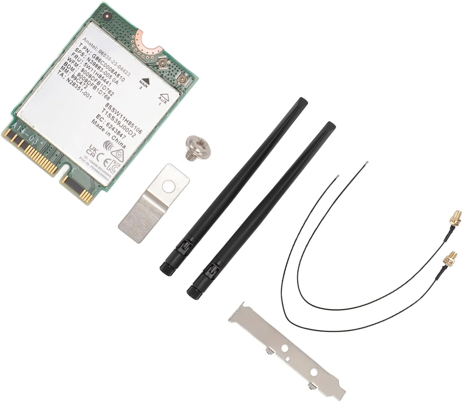 کارت شبکه وای فای 7 مدل RIZGHWOY BE200NGW با سرعت 2400 مگابیت بر ثانیه در باند 5G و 5800 مگابیت بر ثانیه در باند 6G، آداپتور بی سیم سریع با بلوتوث 5.4 برای لپ تاپ های 10 و 11، مناسب برای دستگاه های مختلف (کارت وای فای 7 با آنتن و براکت)