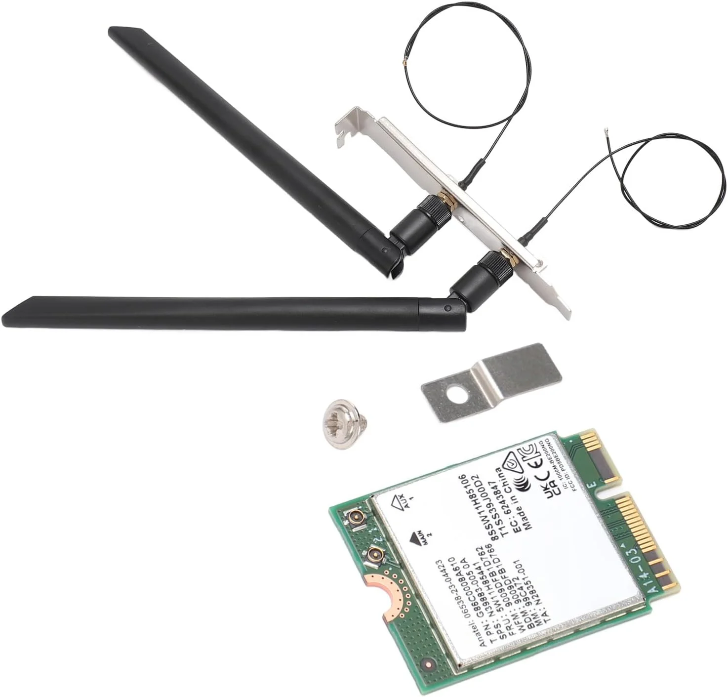 کارت شبکه وای فای 7 مدل RIZGHWOY BE200NGW با سرعت 2400 مگابیت بر ثانیه در باند 5G و 5800 مگابیت بر ثانیه در باند 6G، آداپتور بی سیم سریع با بلوتوث 5.4 برای لپ تاپ های 10 و 11، مناسب برای دستگاه های مختلف (کارت وای فای 7 با آنتن و براکت)