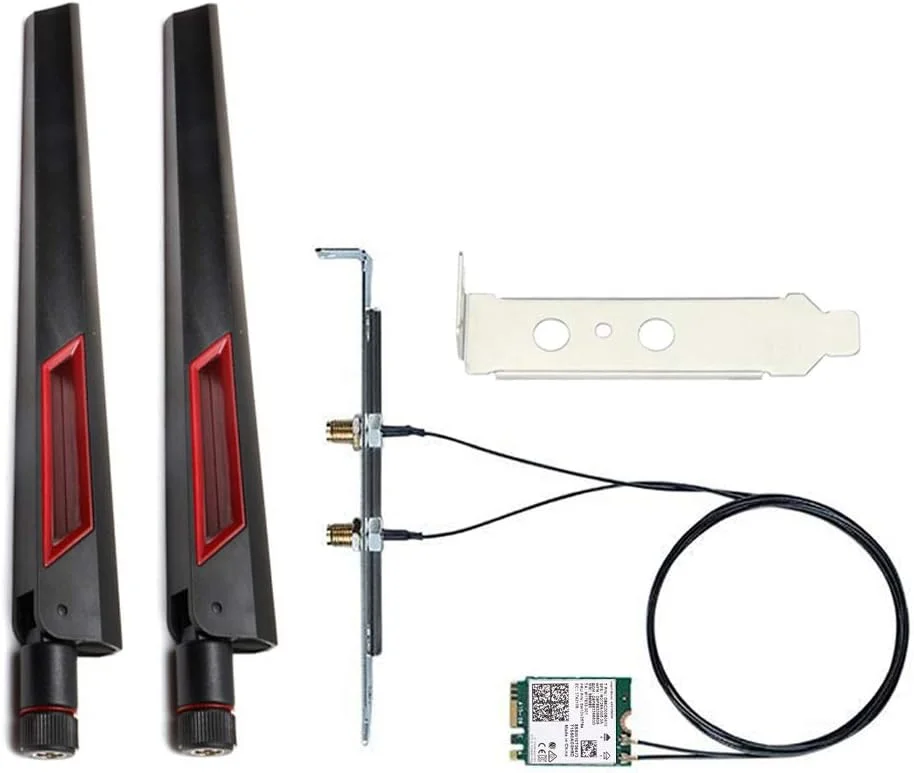 آنتن Teday 10Dbi Wi-Fi 6E AX210 بلوتوث 5.3 5374Mbps 2.4Ghz 5Ghz 6Ghz 802.11ax/ac M.2 2230 Key E کیت دسکتاپ آداپتور بی سیم AX210NGW ویندوز 10/11