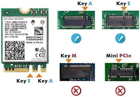 آنتن Teday 10Dbi Wi-Fi 6E AX210 بلوتوث 5.3 5374Mbps 2.4Ghz 5Ghz 6Ghz 802.11ax/ac M.2 2230 Key E کیت دسکتاپ آداپتور بی سیم AX210NGW ویندوز 10/11