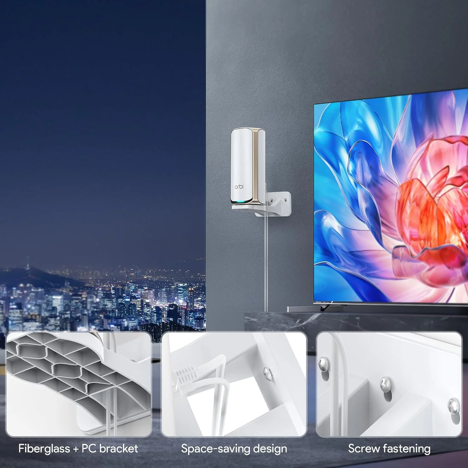 پایه دیواری XLTTYWL Orbi WiFi 7، براکت ABS Orbit 7 برای بهینه سازی فضا، سازگار با سیستم های مش Orbi WiFi 7 و روترهای Allen Net Gear Nighthawk Wi Fi 7 (RBEWMB-10000S) (سفید، 2 عددی)