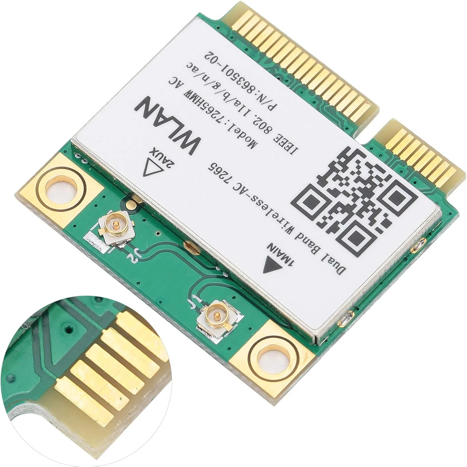 Vbestlife 7265HMW 802.11AC Mini PCI E WiFi BT4.2 کارت شبکه بی سیم دو بانده + 2 آنتن، کارت شبکه Mini PCI E، کارت WiFi برای کامپیوتر با بلوتوث