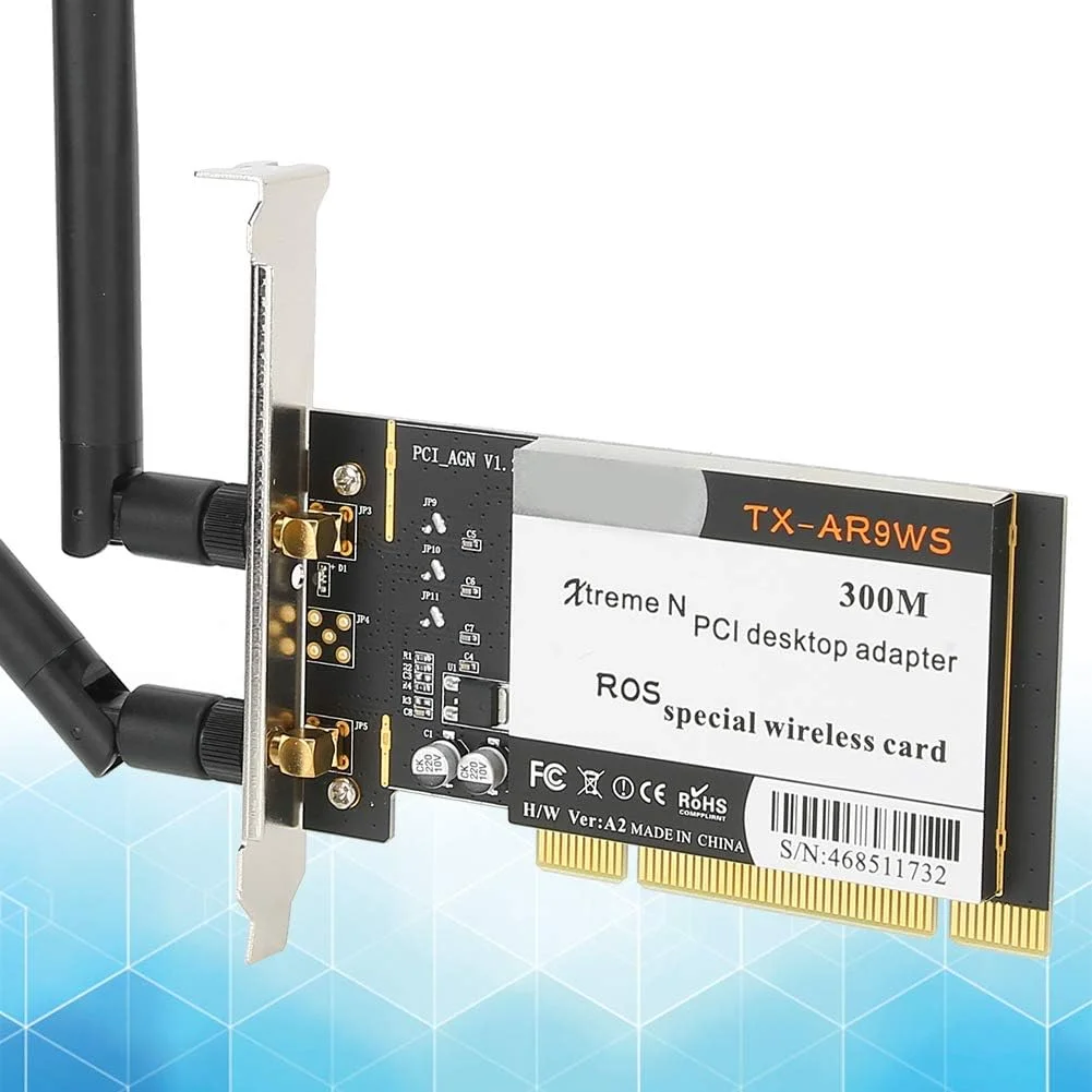 آداپتور PCI دسکتاپ VBESTLIFE مدل TX-AR9WS، کارت شبکه بی سیم، کارت شبکه وای فای 300 مگابیت بر ثانیه 802.11b/g/n، 2 آنتن AR9223
