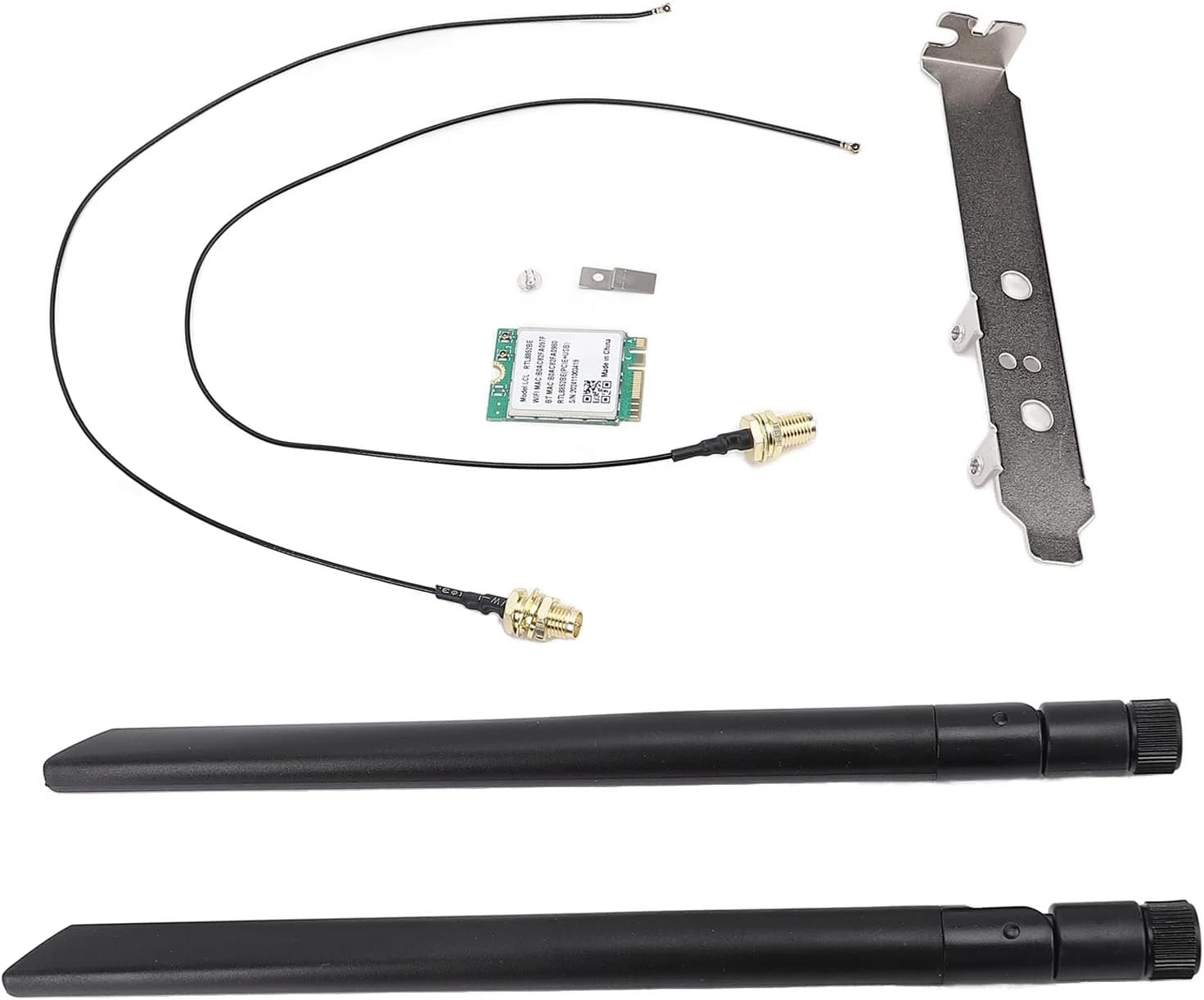 کارت وای فای M.2، کارت وای فای M.2 با بازدهی بالا 1800 مگابیت بر ثانیه، باندهای 2.4 گیگاهرتز و 5 گیگاهرتز RTL8852BE برای دستگاه های متعدد (براکت آنتن خارجی)