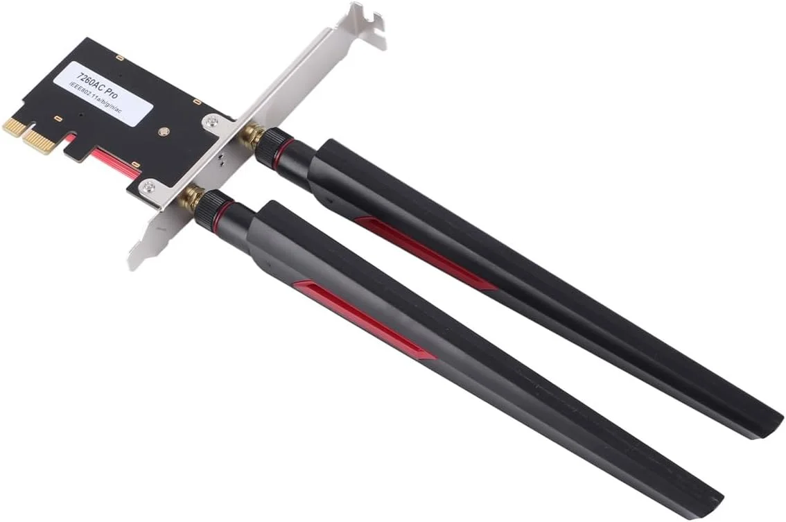 کارت وای فای VELATEMOR 7260AC Pro PCIE، کارت وایرلس دو بانده 1200 مگابیت بر ثانیه با آنتن های 10dBi، رابط PCIEx1 برای 7 8 10 11 کارت وای فای VELATEMOR 7260AC Pro PCIE، کارت وایرلس دو بانده 1200 مگابیت بر ثانیه با آنتن های 10dBi، رابط PCIEx1 برای 7 8 10 11