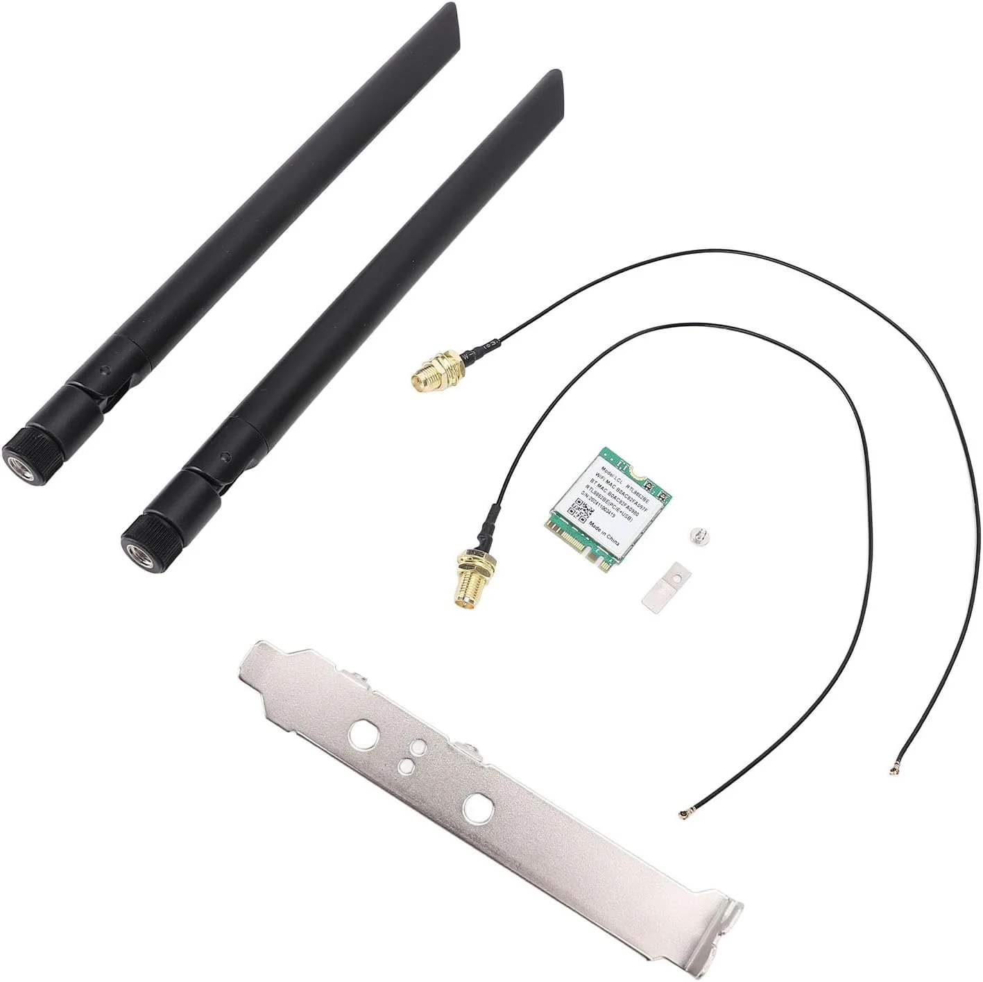 کارت وای فای M.2، کارت وای فای M.2 با بازدهی بالا 1800 مگابیت بر ثانیه، باندهای 2.4 گیگاهرتز و 5 گیگاهرتز RTL8852BE برای دستگاه های متعدد (براکت آنتن خارجی)