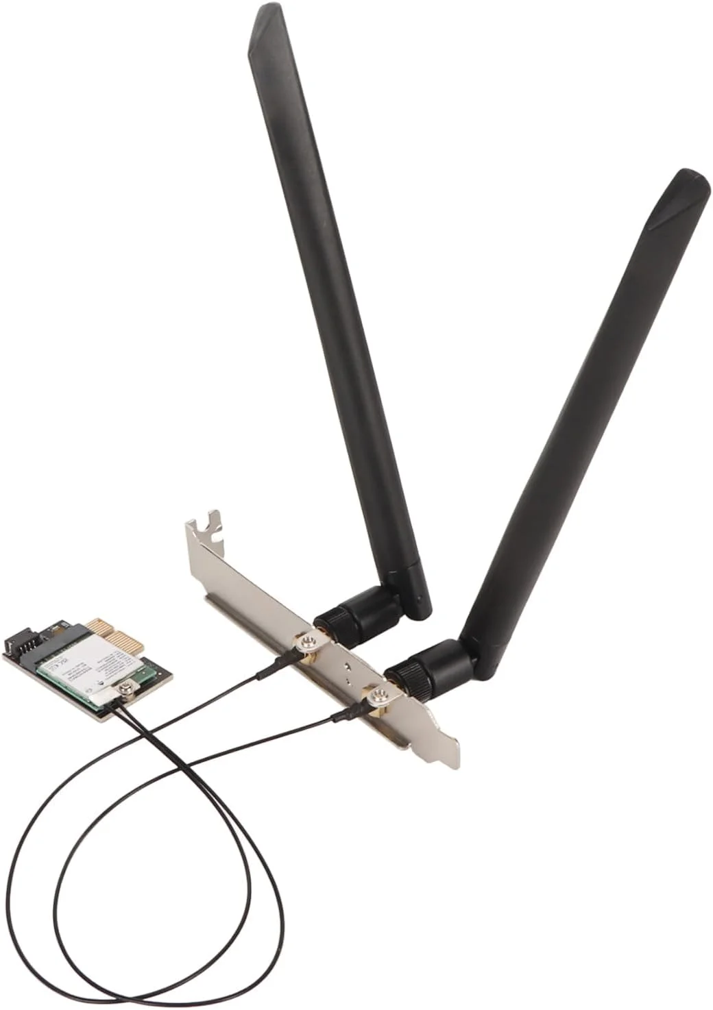 کارت گیگابیتی PCIE WiFi 6E مدل AX210NGW با سرعت پایدار 5374 مگابیت بر ثانیه به همراه آنتن برای کامپیوترهای رومیزی و لینوکس (آنتن جداشدنی)