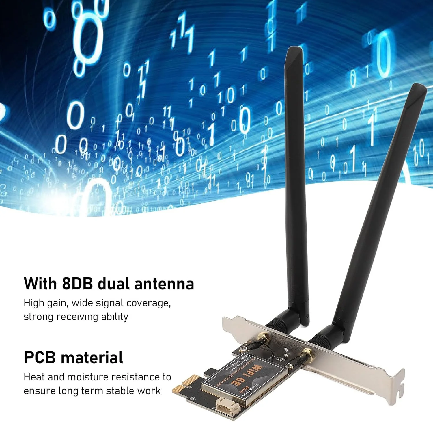 کارت شبکه وایرلس PCIE مدل PCIEx1 برای بازی کامپیوتری (بدون پایه آنتن)