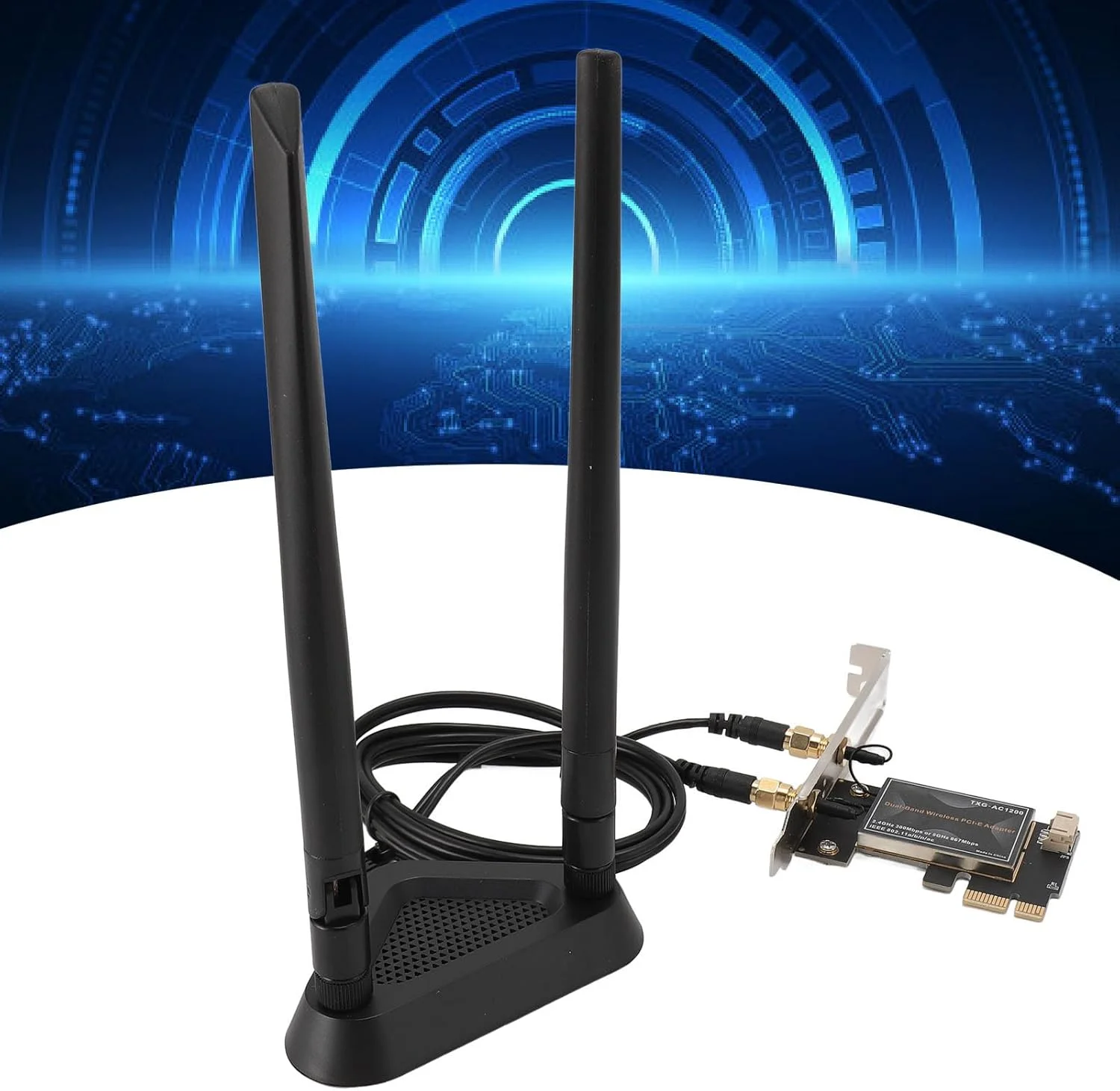 کارت شبکه وایرلس PCIE مدل VELATEMOR PCIE WiFi PCIEx1 برای بازی کامپیوتری (همراه با پایه آنتن جداشدنی)