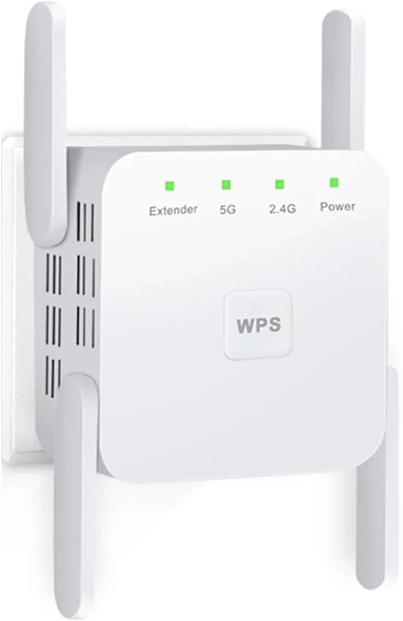 تقویت کننده وای فای AHLAN، دو بانده 5G 1200Mbps، تقویت کننده سیگنال وای فای برای خانه، سرورهای دستگاه، پوشش دهنده تا 650 متر مربع و 20 دستگاه (سفید)