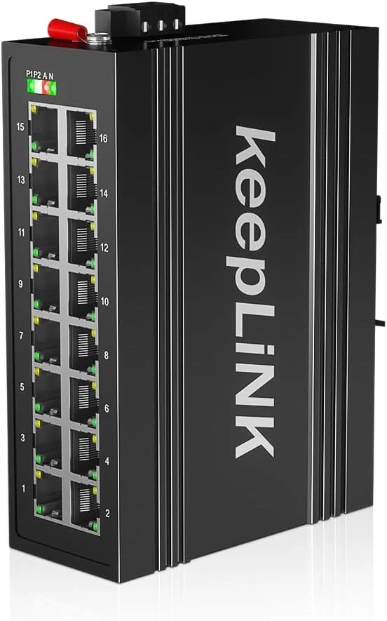 کیپلینک سوئیچ صنعتی گیگابیتی 16 پورت، سوئیچ سخت‌افزاری غیرمدیریتی اترنت DIN-Rail، IP40، محدوده دمای عملیاتی -30 تا 75 درجه سانتیگراد