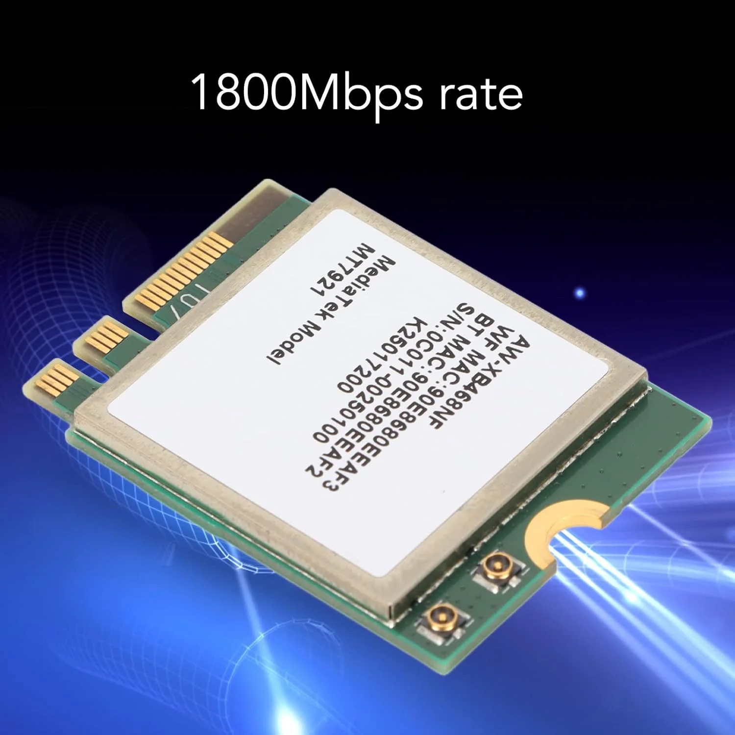 کارت وای فای، کارت بلوتوث 5.2 M.2 NGFF با نرخ 1800 مگابیت بر ثانیه، آنتن دو بانده WIFI6 برای 10 و 11