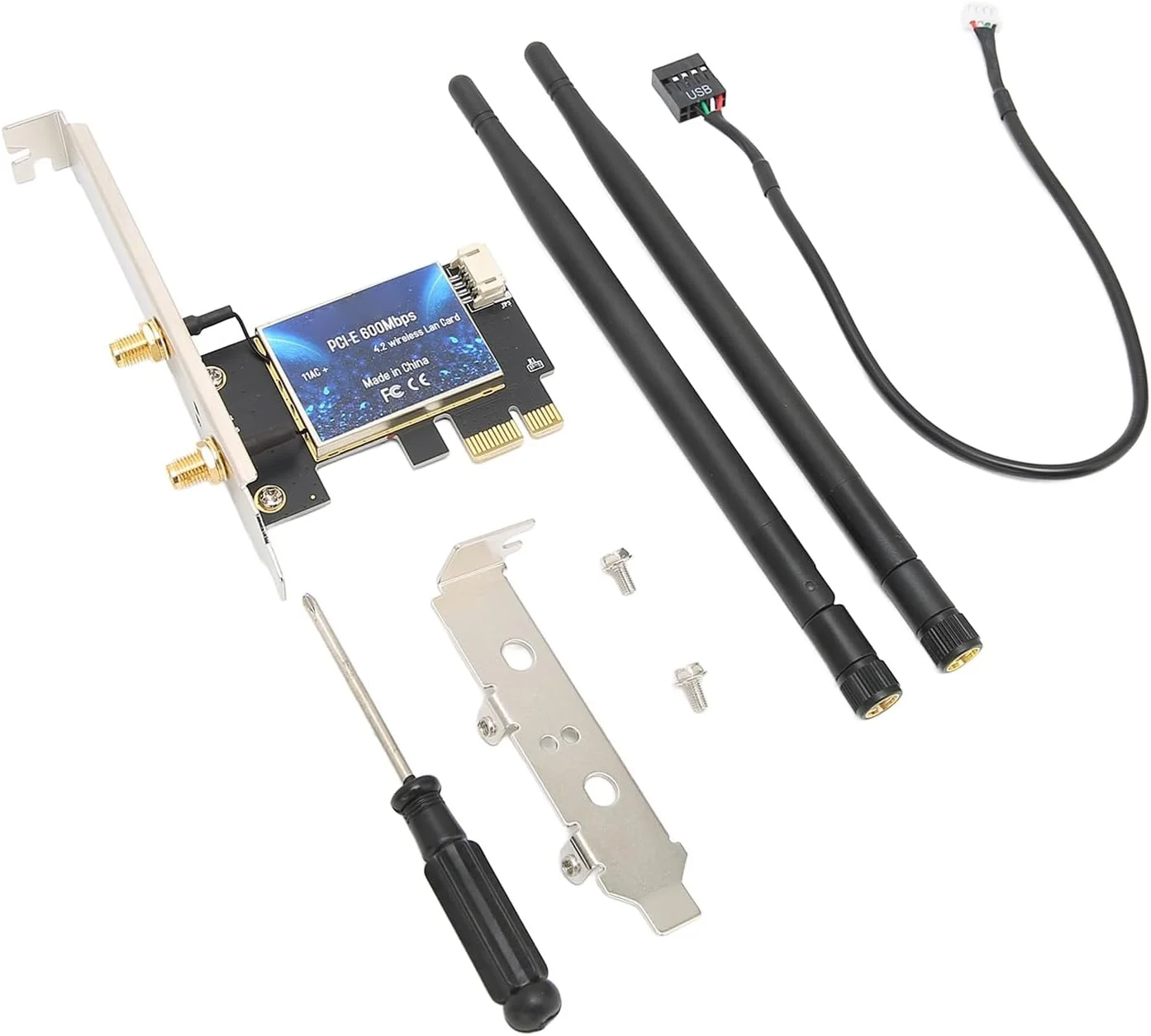 کارت شبکه بی‌سیم 600 مگابیت بر ثانیه، آداپتور وای فای دو بانده با سرعت بالا، کارت شبکه بی‌سیم PCIE با آنتن 5dBi با بهره بالا