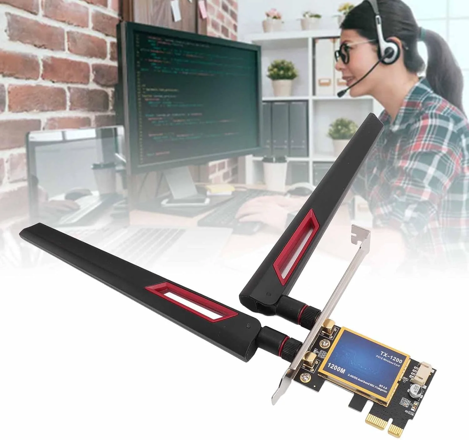 آداپتور وایرلس 7260AC WiFi، 2.4GHz 5GHz 4.0 1200Mbps PCIe X1 با دو آنتن 10dBi برای کامپیوتر