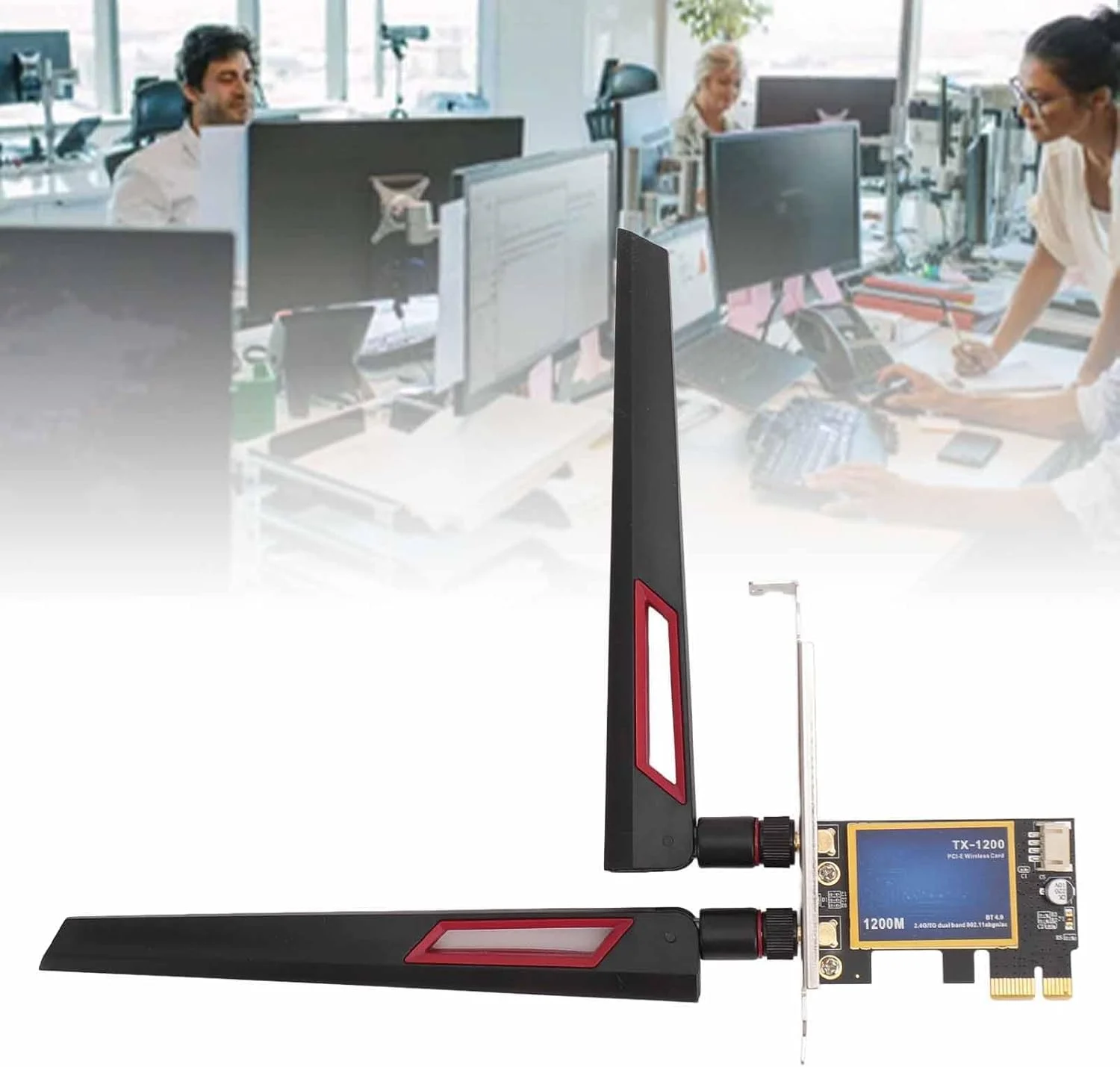 آداپتور وایرلس 7260AC WiFi، 2.4GHz 5GHz 4.0 1200Mbps PCIe X1 با دو آنتن 10dBi برای کامپیوتر