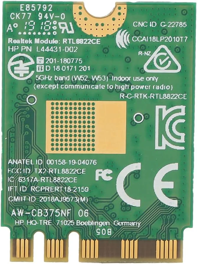 آداپتور شبکه بی‌سیم، دو بانده 2.4G/5Ghz حداکثر 867Mbps NGFF M2 بلوتوث 5.0، سازگار با 802.11AC/B/G/N/A، RTL8822CE