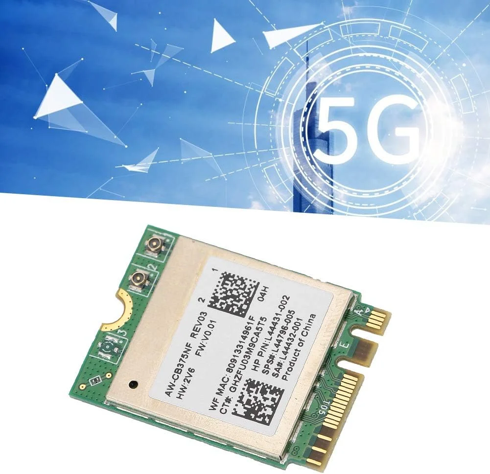 آداپتور شبکه بی‌سیم، دو بانده 2.4G/5Ghz حداکثر 867Mbps NGFF M2 بلوتوث 5.0، سازگار با 802.11AC/B/G/N/A، RTL8822CE