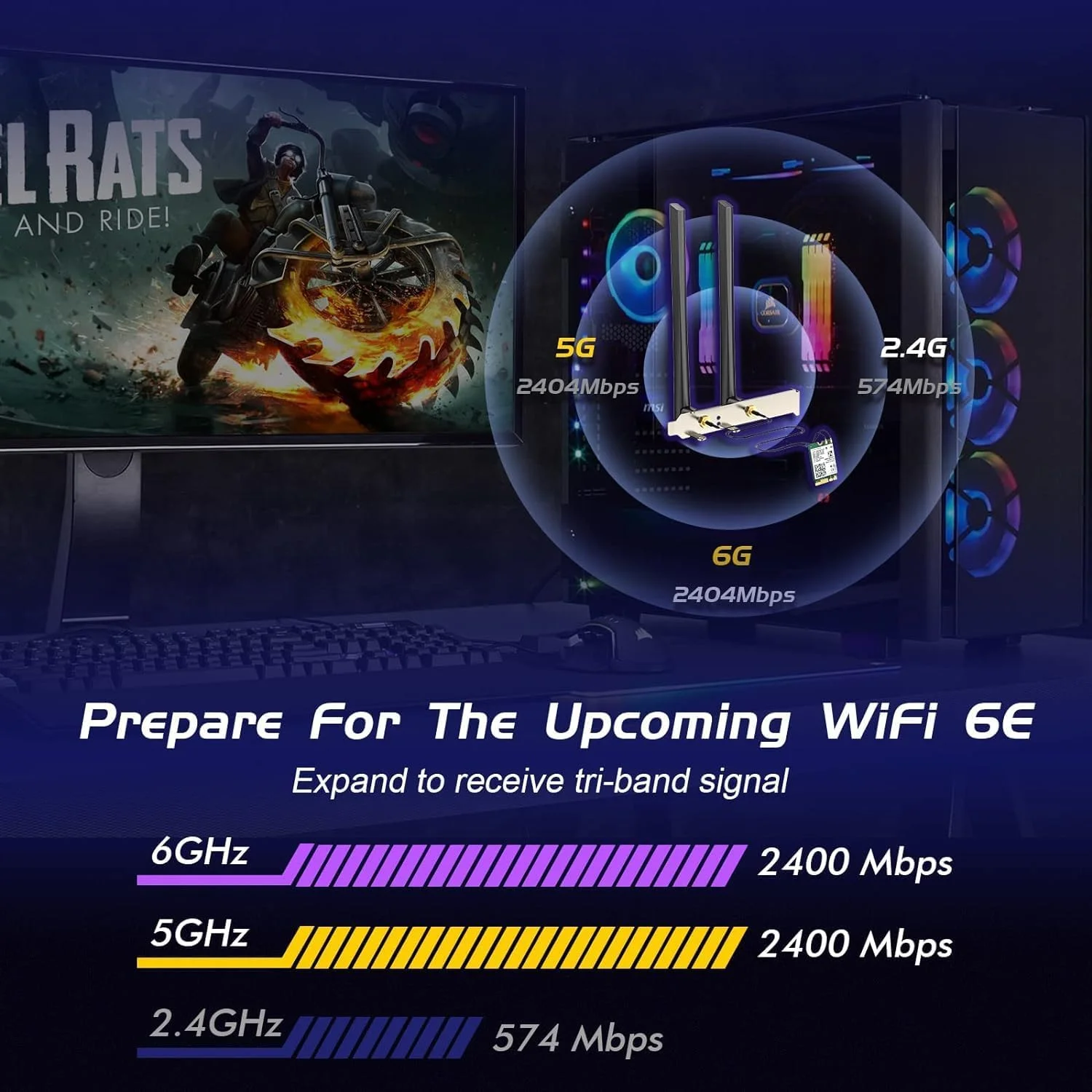 کارت شبکه بی سیم WiFi 6 AX210 NGW بلوتوث 5.3 سه بانده 2.5G/5G 5400Mbps برای رایانه شخصی رومیزی، پشتیبانی از ویندوز 10/11 (64 بیتی) M.2/NGFF شامل کابل Ipex، آنتن های 5dBi و براکت ها کارت شبکه بی سیم WiFi 6 AX210 NGW بلوتوث 5.3 سه بانده 2.5G/5G 5400Mbps برای رایانه شخصی رومیزی، پشتیبانی از ویندوز 10/11 (64 بیتی) M.2/NGFF شامل کابل Ipex، آنتن های 5dBi و براکت ها