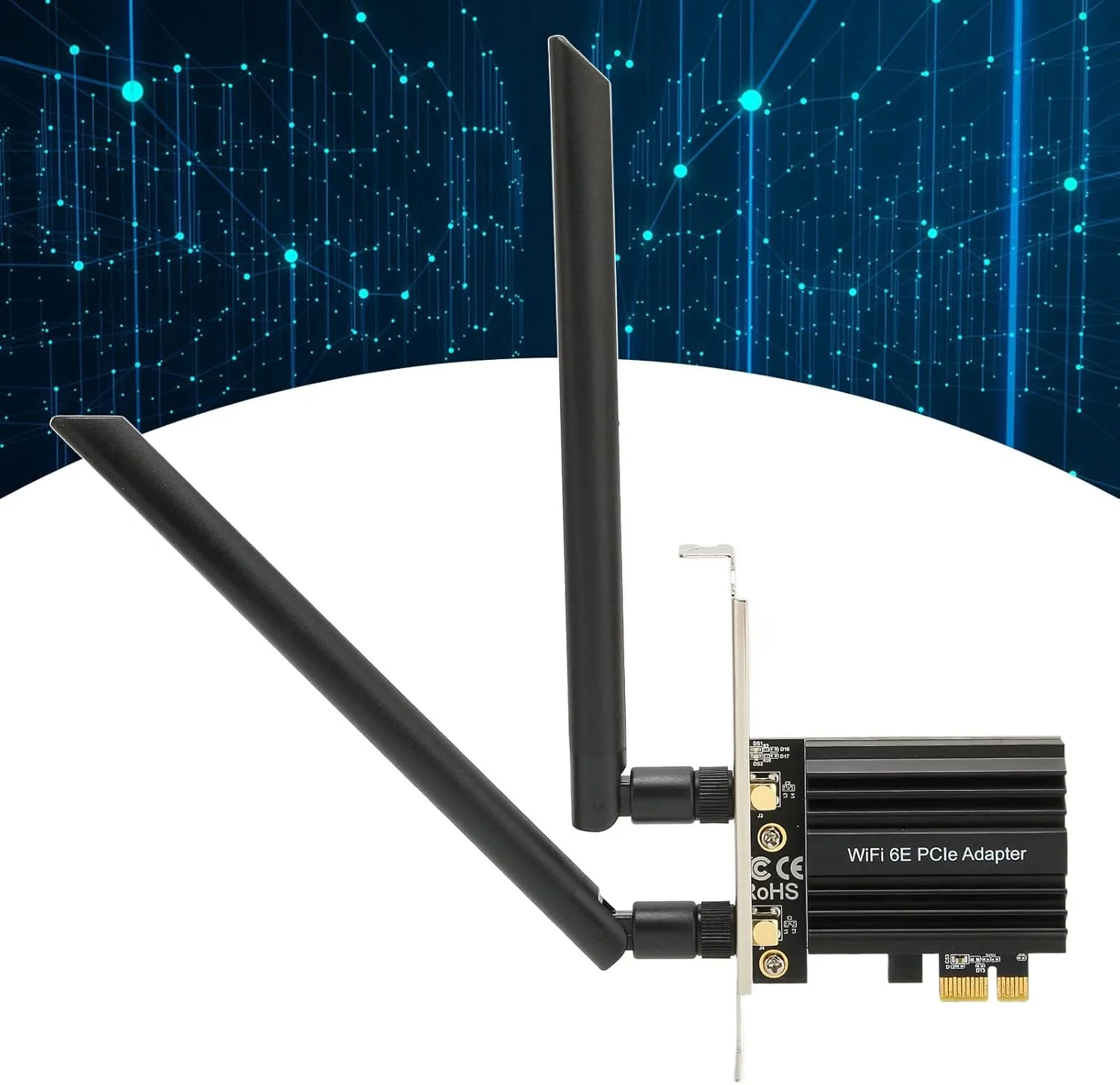 کارت وای فای بی‌سیم، کارت بی‌سیم 6E PCIE Slot 5.2 سه بانده با سرعت بالا 5GHZ 6GHZ 2.4GHZ PCI Express Adapter برای کامپیوتر رومیزی