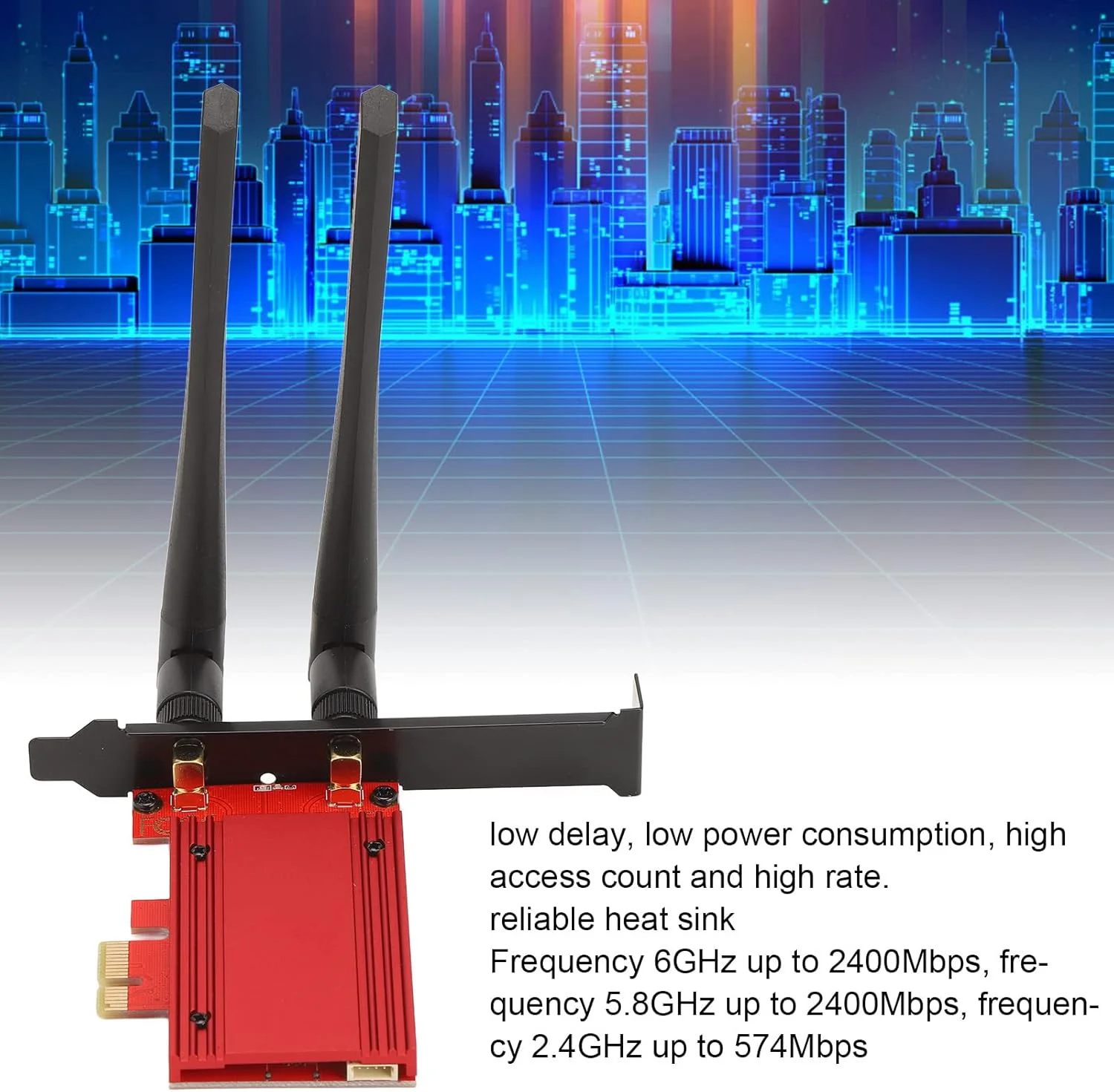 کارت شبکه بی‌سیم، سه بانده 6 گیگاهرتز 5.8 گیگاهرتز 2.4 گیگاهرتز WIFI6E BT5.2 PCIE X1 آداپتور وای فای گیگابیتی با آنتن برای کامپیوتر رومیزی