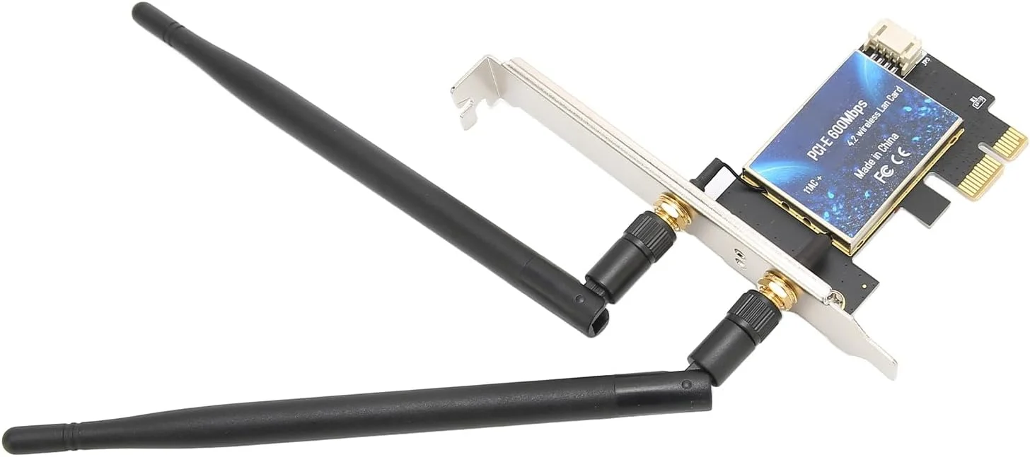 کارت شبکه بیسیم، کارت شبکه بیسیم دو بانده PCIE با آنتن هوشمند AC و آنتن با بهره بالا 5dBi مناسب برای گیمینگ و استریمینگ کارت شبکه بیسیم، کارت شبکه بیسیم دو بانده PCIE با آنتن هوشمند AC و آنتن با بهره بالا 5dBi مناسب برای گیمینگ و استریمینگ