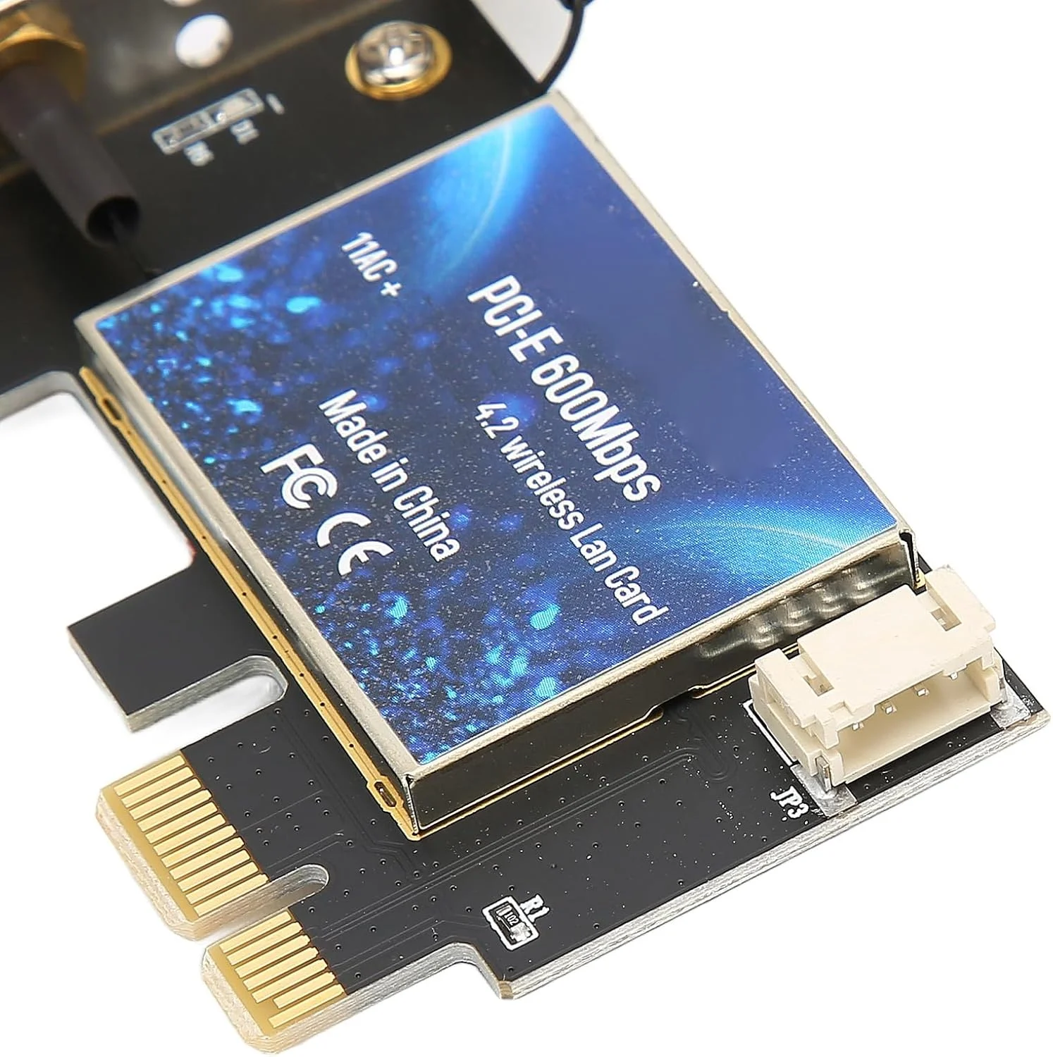 کارت وای فای PCIe با آنتن تقویت شده 600 مگابیت بر ثانیه، کارت بی سیم دو بانده 11AC 5dBi برای 7، برای 8.1، برای 10 و سایر سیستم ها، کارت آداپتور وای فای