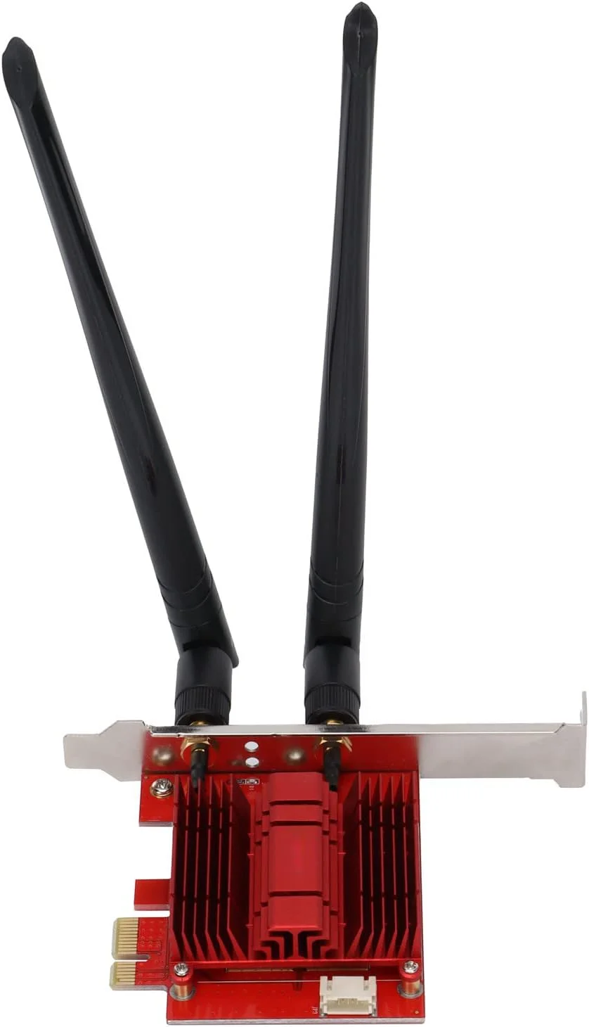 آداپتور WIFI 6، کارت WIFI با 2 آنتن خارجی، دریافت از راه دور با سرعت بالا، پشتیبانی از فناوری OFDMA برای 16 دستگاه، آداپتور بی سیم PCI E برای کامپیوتر رومیزی