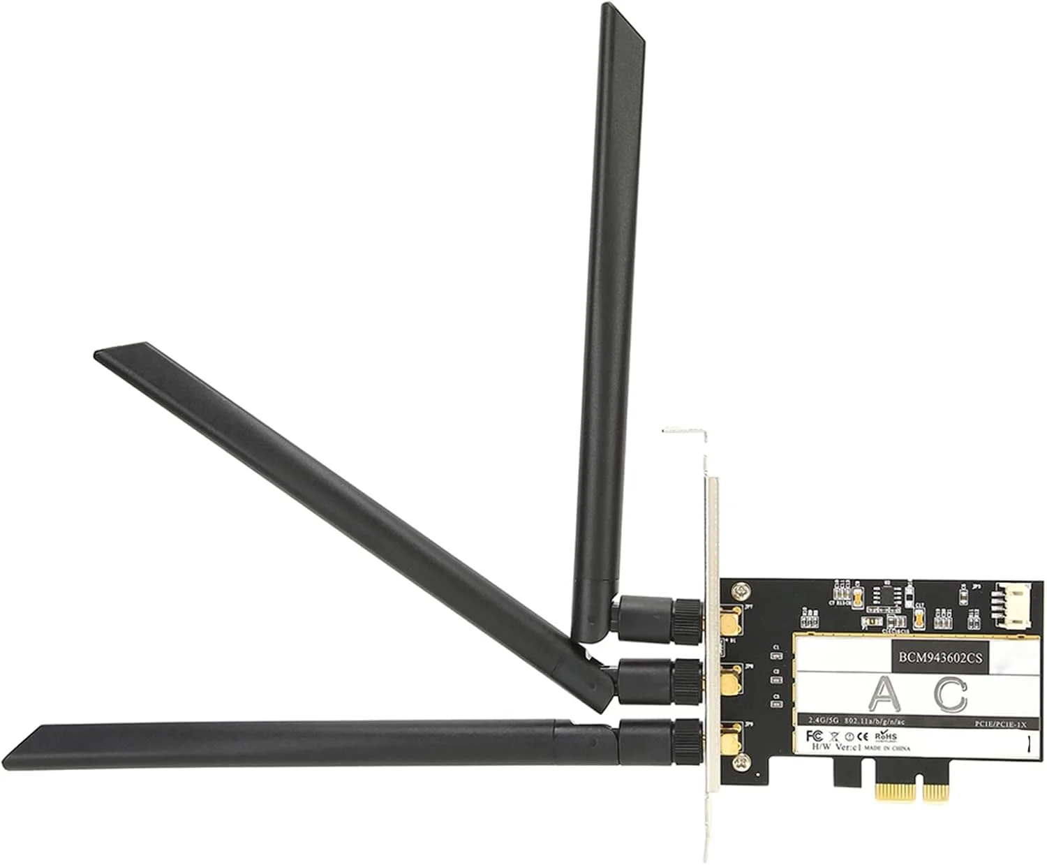 آداپتور وای فای بی سیم رومیزی XUMIUZIY، کارت وایرلس 802.11AC WiFi + برای کارت WLAN PCI E رومیزی + 3 آنتن BCM943602CS