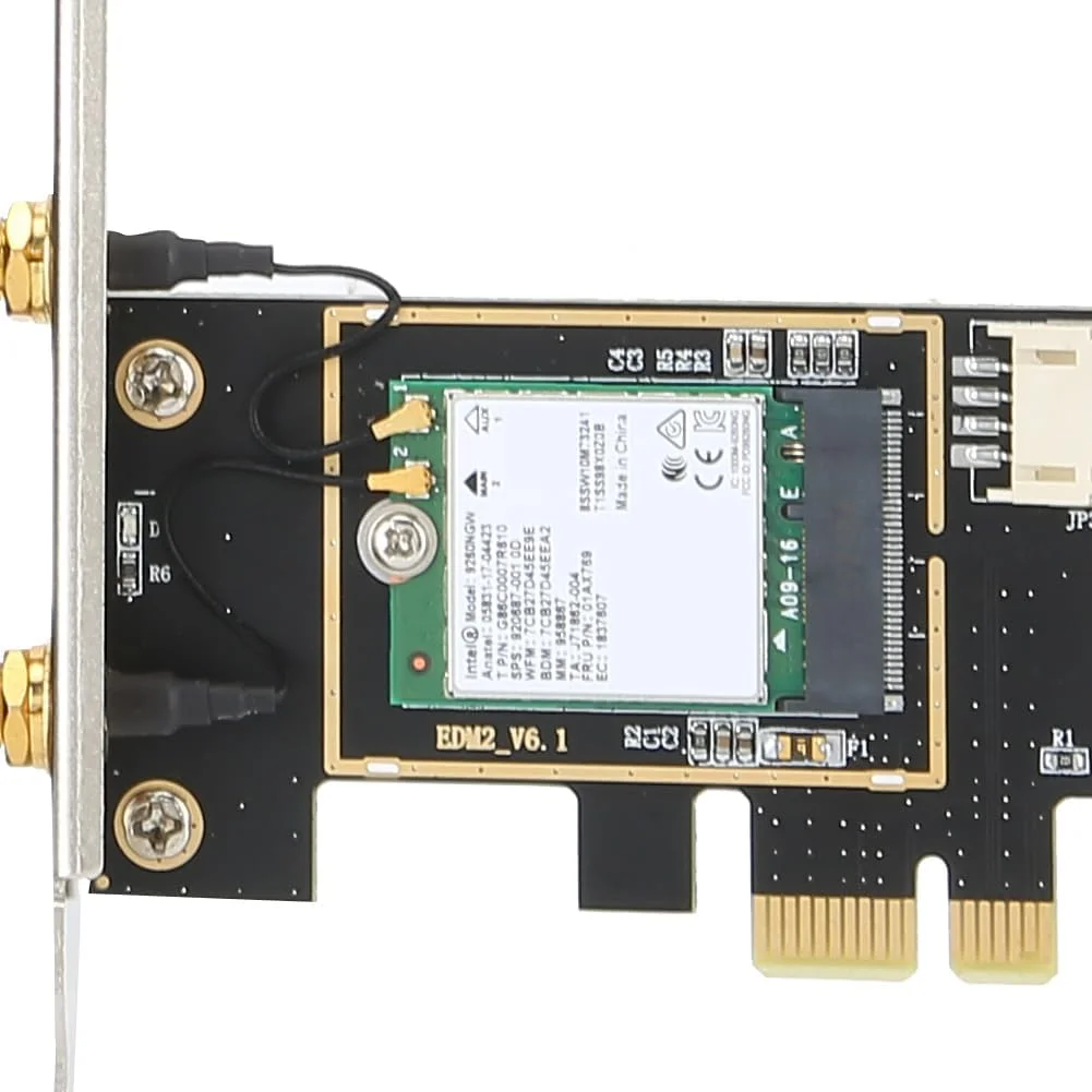 کارت شبکه بیسیم PCI-E دسکتاپ، کارت آداپتور وایفای دو بانده 2.4G/5G با آنتن 8dBi BT 5.0 برای 9260NGW 1730Mbps کارت شبکه بیسیم PCI-E دسکتاپ، کارت آداپتور وایفای دو بانده 2.4G/5G با آنتن 8dBi BT 5.0 برای 9260NGW 1730Mbps