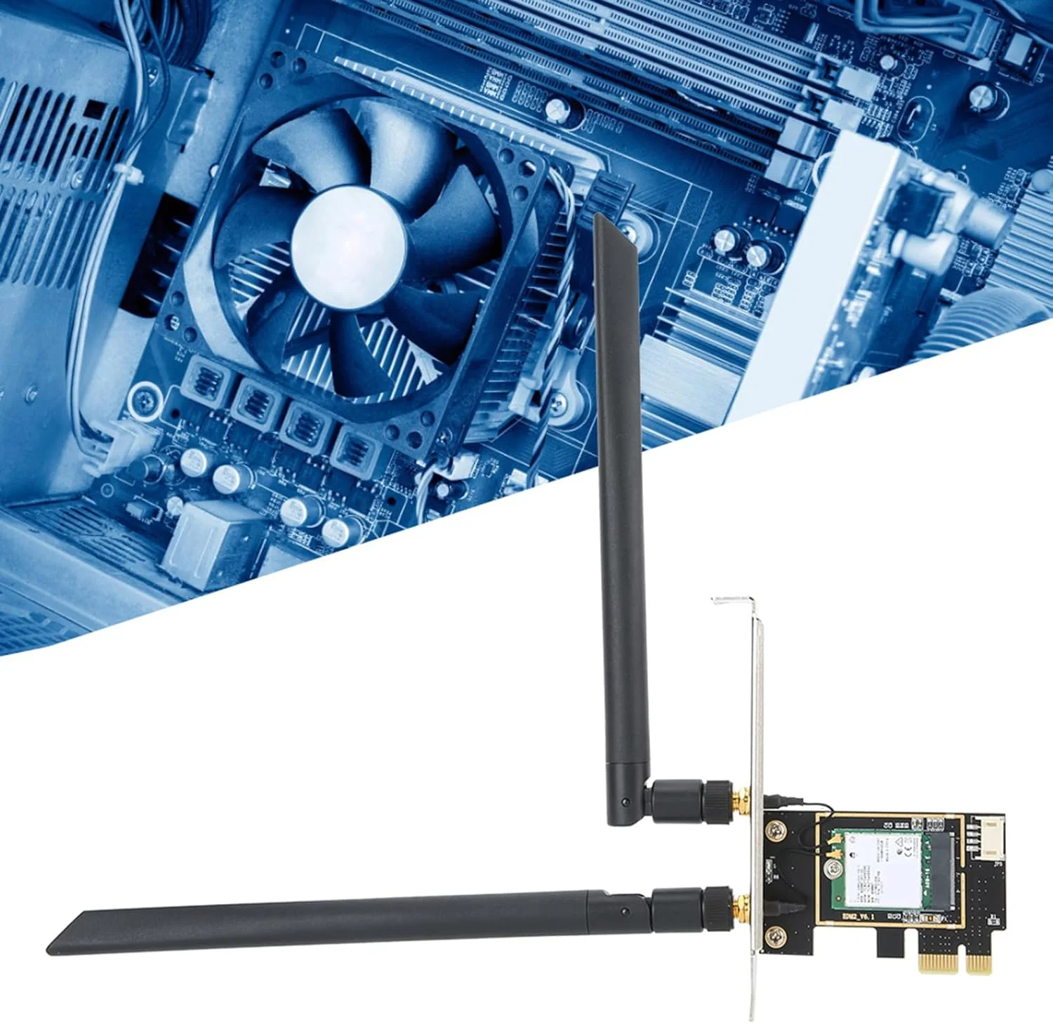 کارت شبکه بیسیم PCI-E دسکتاپ، کارت آداپتور وایفای دو بانده 2.4G/5G با آنتن 8dBi BT 5.0 برای 9260NGW 1730Mbps کارت شبکه بیسیم PCI-E دسکتاپ، کارت آداپتور وایفای دو بانده 2.4G/5G با آنتن 8dBi BT 5.0 برای 9260NGW 1730Mbps