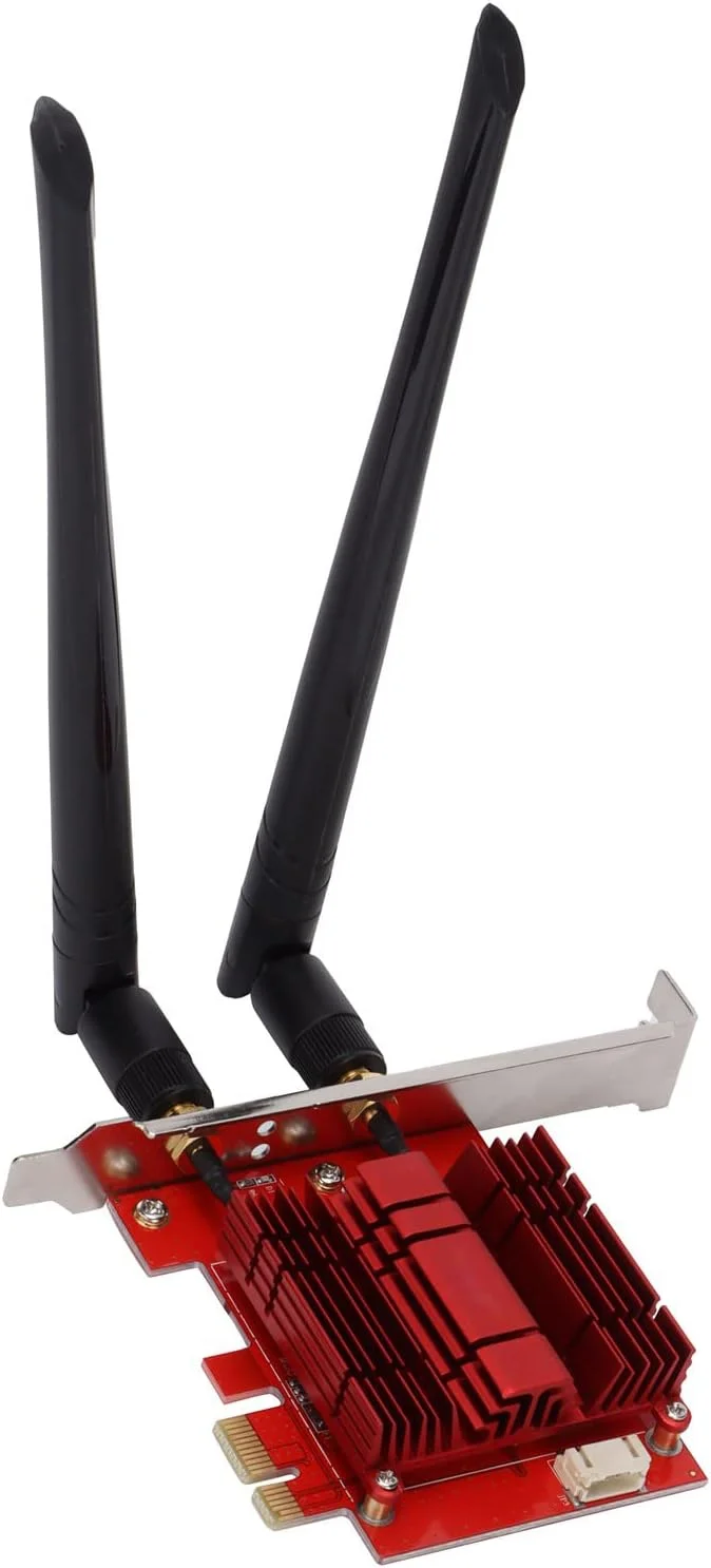 آداپتور WIFI 6، کارت WIFI با 2 آنتن خارجی، دریافت از راه دور با سرعت بالا، پشتیبانی از فناوری OFDMA برای 16 دستگاه، آداپتور بی سیم PCI E برای کامپیوتر رومیزی