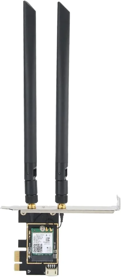 کارت شبکه XUMIUZIY، کارت AX200، وایرلس دو بانده 2974 مگابیت بر ثانیه PCI-E، با آنتن وای فای 8DBI با بهره بالا، کارت وایرلس دو بانده PCI-E قدرتمند رومیزی کارت شبکه XUMIUZIY، کارت AX200، وایرلس دو بانده 2974 مگابیت بر ثانیه PCI-E، با آنتن وای فای 8DBI با بهره بالا، کارت وایرلس دو بانده PCI-E قدرتمند رومیزی