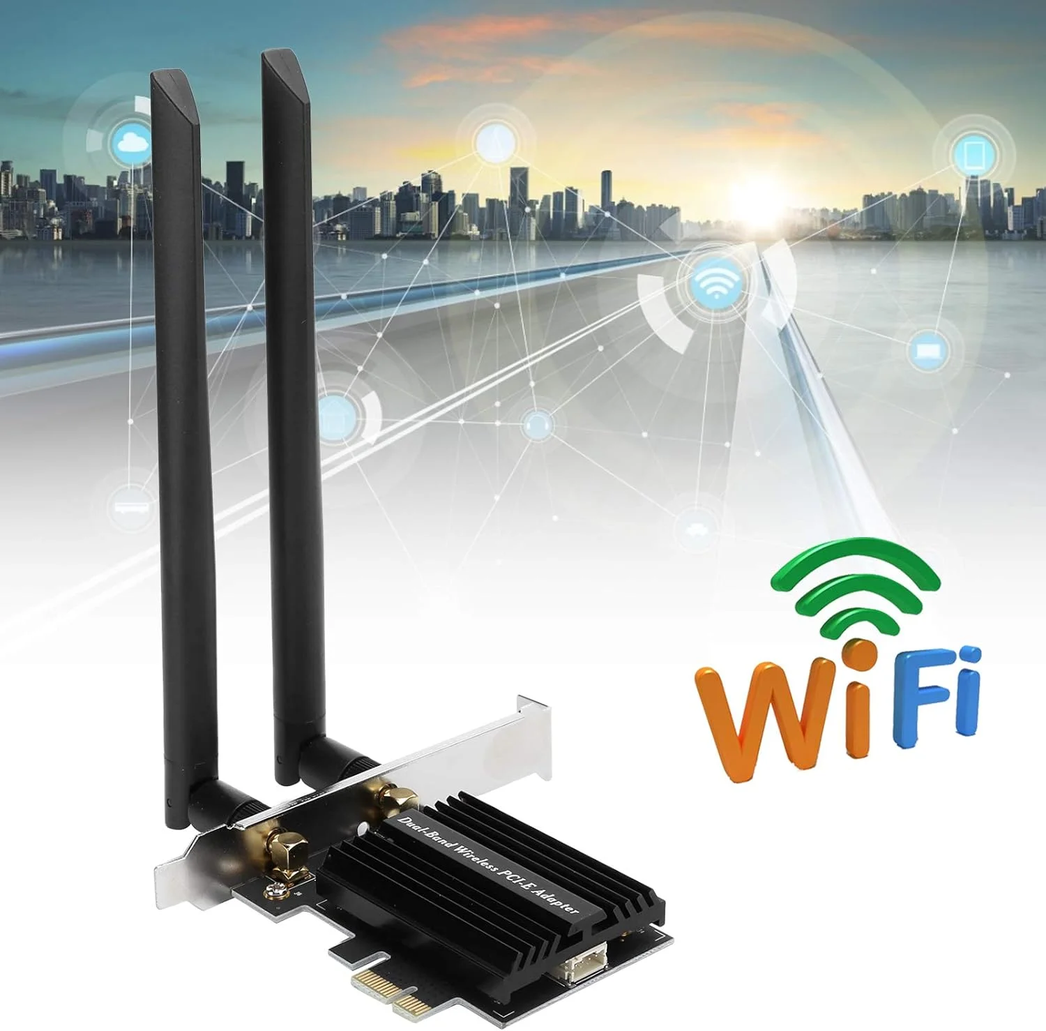 کارت شبکه بی‌سیم دو بانده XUMIUZIY، آداپتور دو بانده دسکتاپ با کابل توسعه آنتن 8DB AX3000 PCI‑E