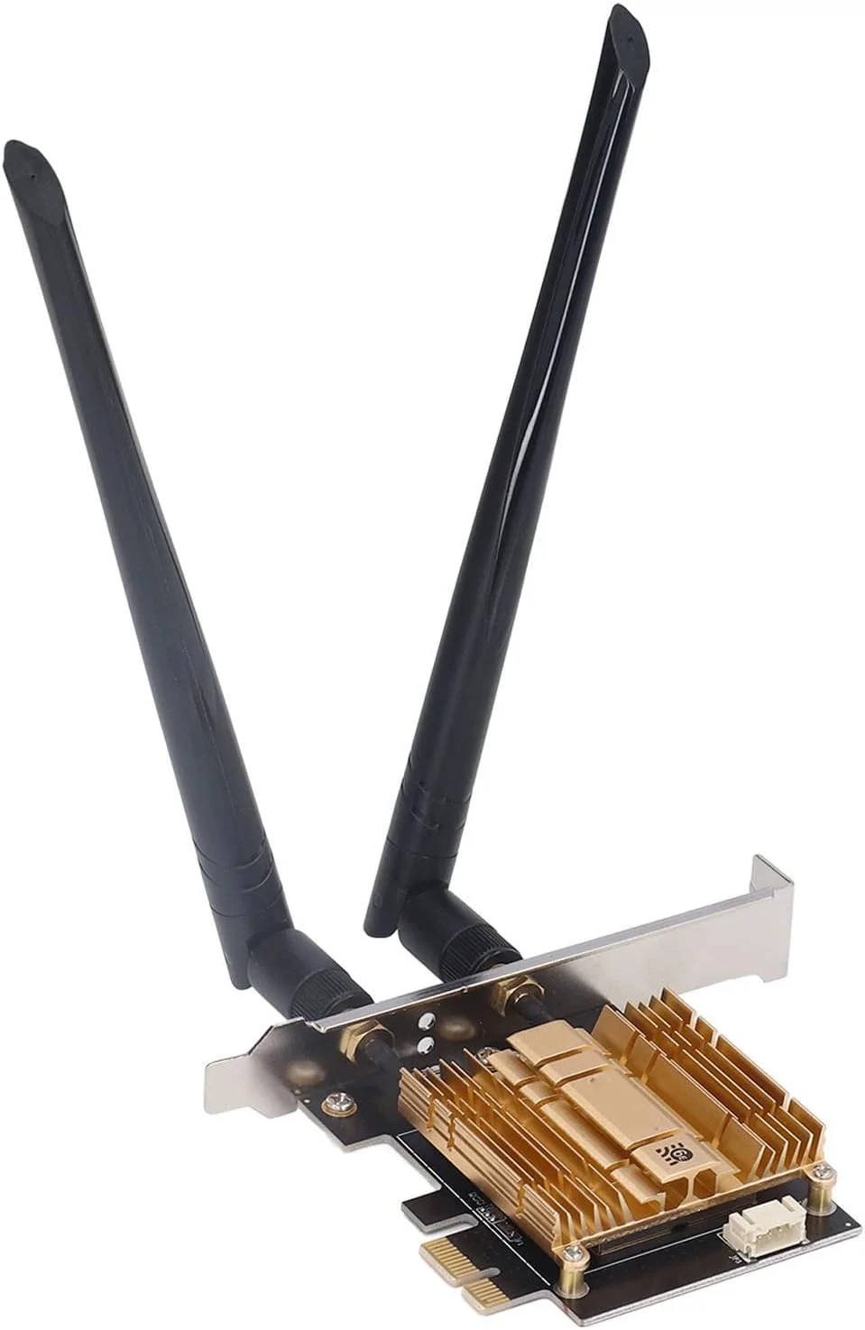 آداپتور کارت شبکه بی‌سیم، سه بانده 2.4G، 5.8G، 6G PCIE WiFi کارت شبکه گیگابیتی اترنت AX210 با آنتن‌های خارجی 6dBi با بهره‌وری بالا، برای 10/11