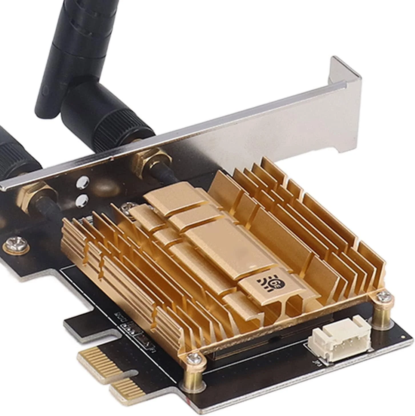 آداپتور کارت شبکه بی‌سیم، سه بانده 2.4G، 5.8G، 6G PCIE WiFi کارت شبکه گیگابیتی اترنت AX210 با آنتن‌های خارجی 6dBi با بهره‌وری بالا، برای 10/11