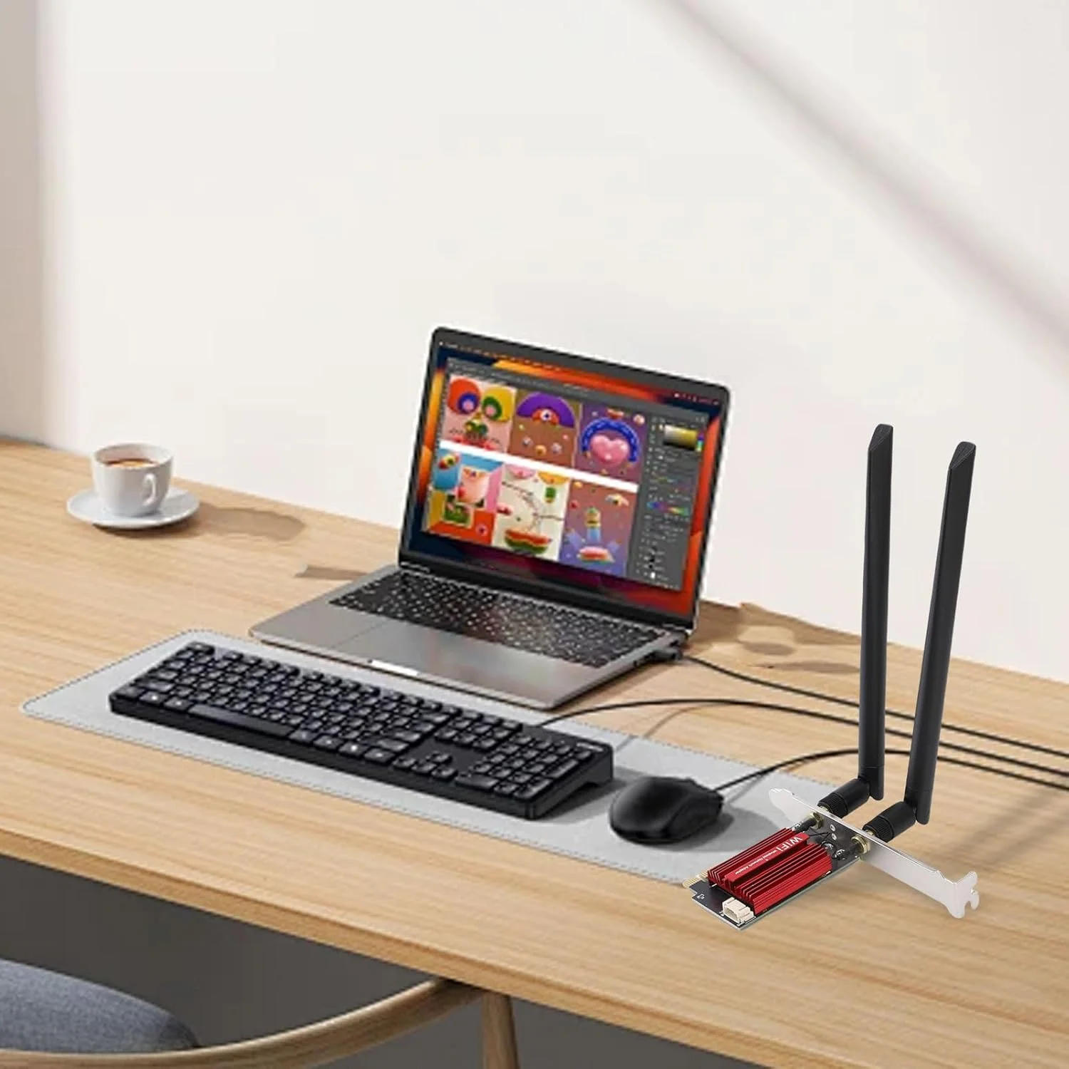 آداپتور WiFi 6E PCIe برای رایانه شخصی رومیزی، کارت WiFi PCIe 4200 مگابیت بر ثانیه با بلوتوث 5.2، کارت شبکه سه بانده، برای اتصال پایدار