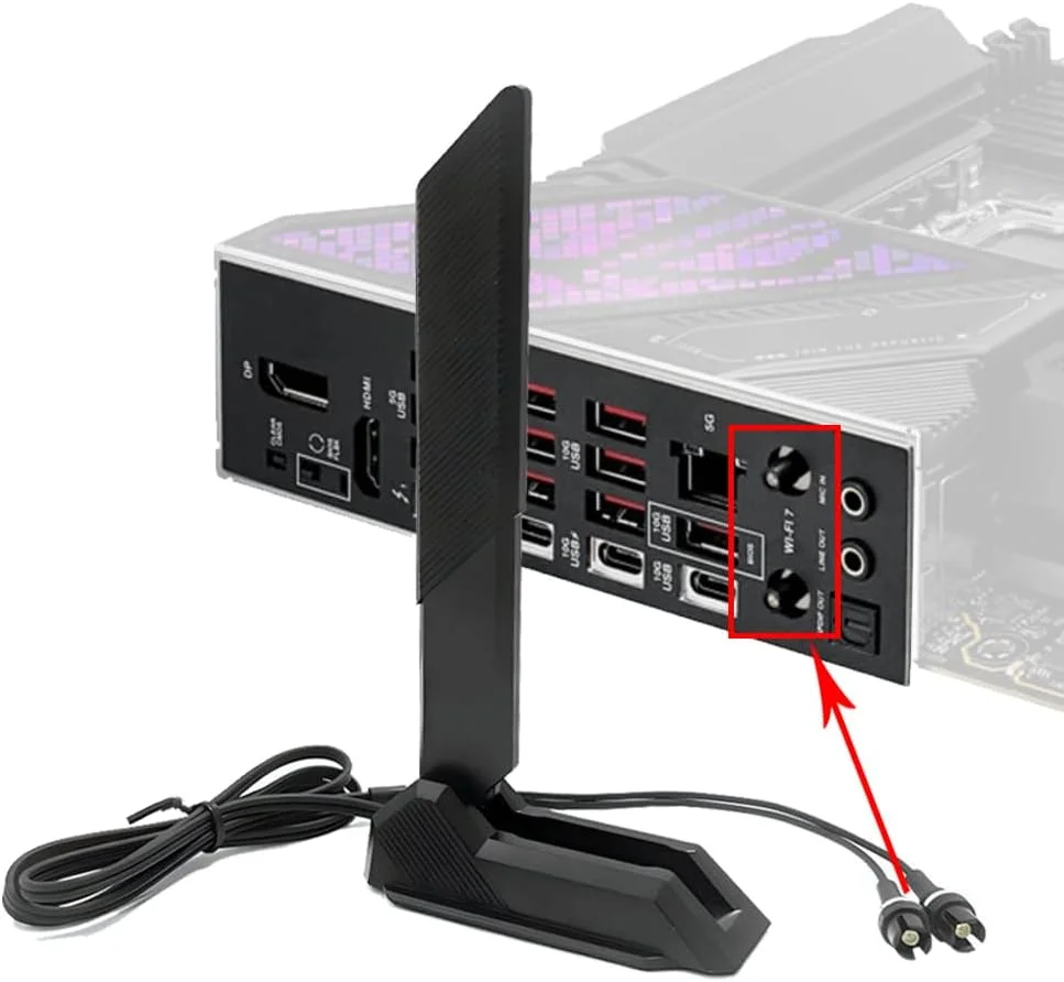 آنتن وای فای 6E/7 برای کارت وای فای کامپیوتر برای ASUS B840 B840M B850 B850M B860 B860M X870 X870E Z790 Z890 TUF Gaming Prime B840M-A Prime B850M-A Prime B860M-A Prime B860M-A Prime X870 P