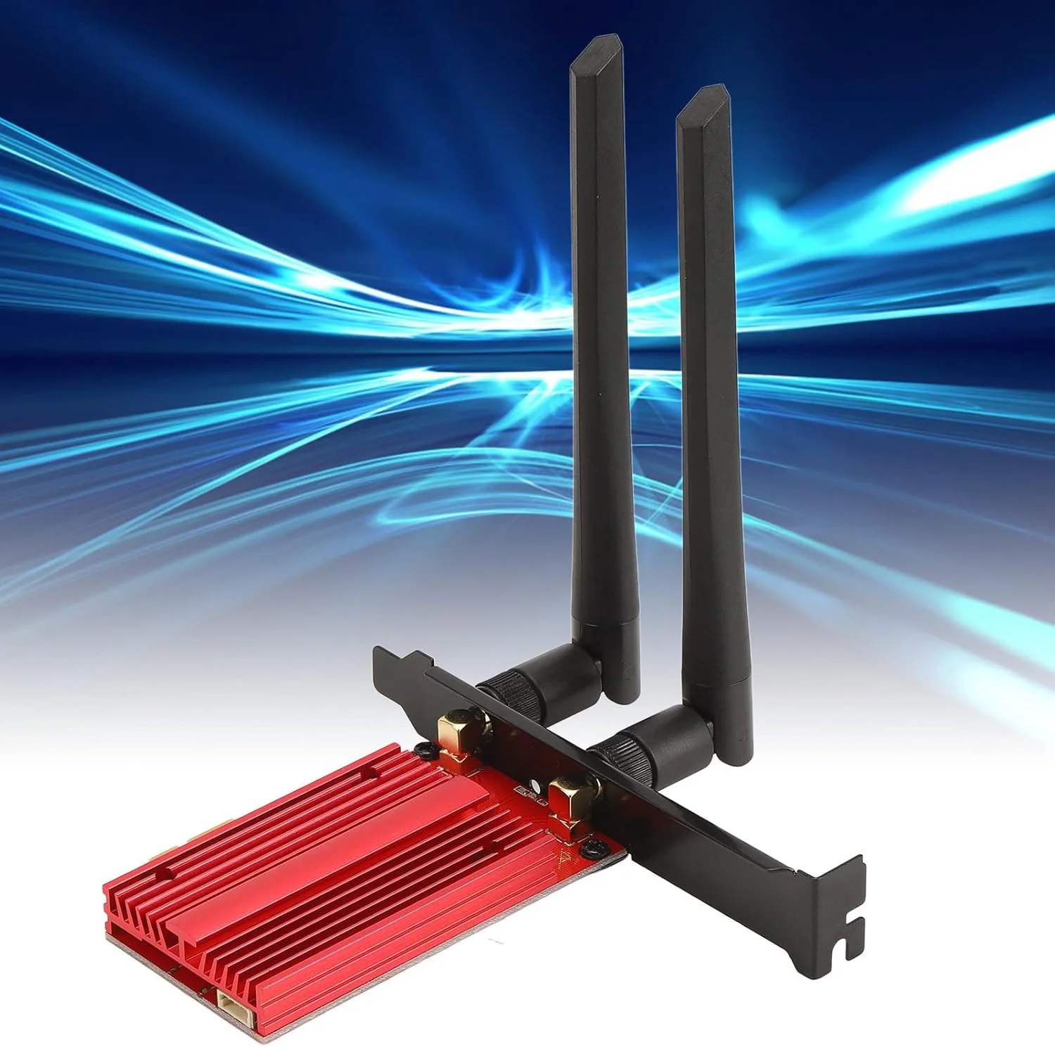 کارت وای فای، سه بانده 2.4 گیگاهرتز 5 گیگاهرتز 6 گیگاهرتز 3000 مگابیت بر ثانیه وای فای 6E 6 گیگاهرتز PCIe، BT 5.2، کارت شبکه آداپتور وای فای بی سیم برای رایانه شخصی رومیزی 64 بیتی، تاخیر فوق العاده کم