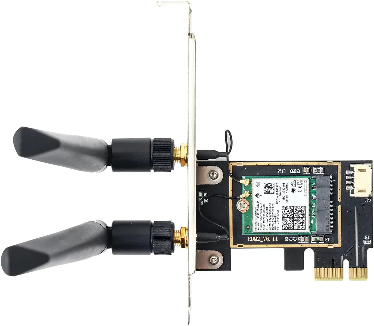 کارت PCIe وای فای 6E مدل AX210 زیما بورد به همراه مجموعه آنتن 8Dbi