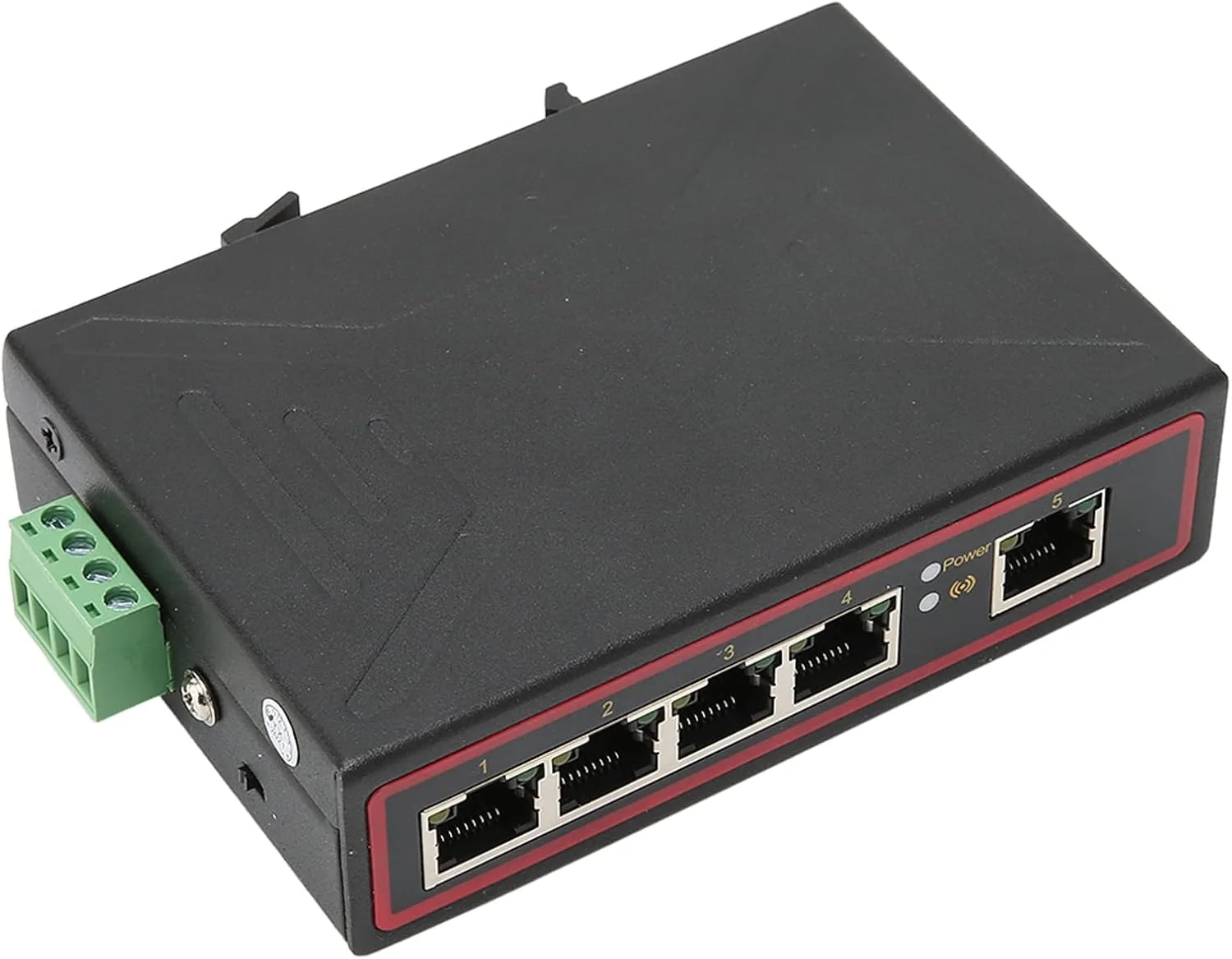 سوئیچ شبکه صنعتی تقویت شده ریلی DIN با 5 پورت (-40 تا 85 درجه سانتیگراد)، نرخ انتقال 10/100 مگابیت بر ثانیه، سوئیچ ریلی DIN اترنت سریع